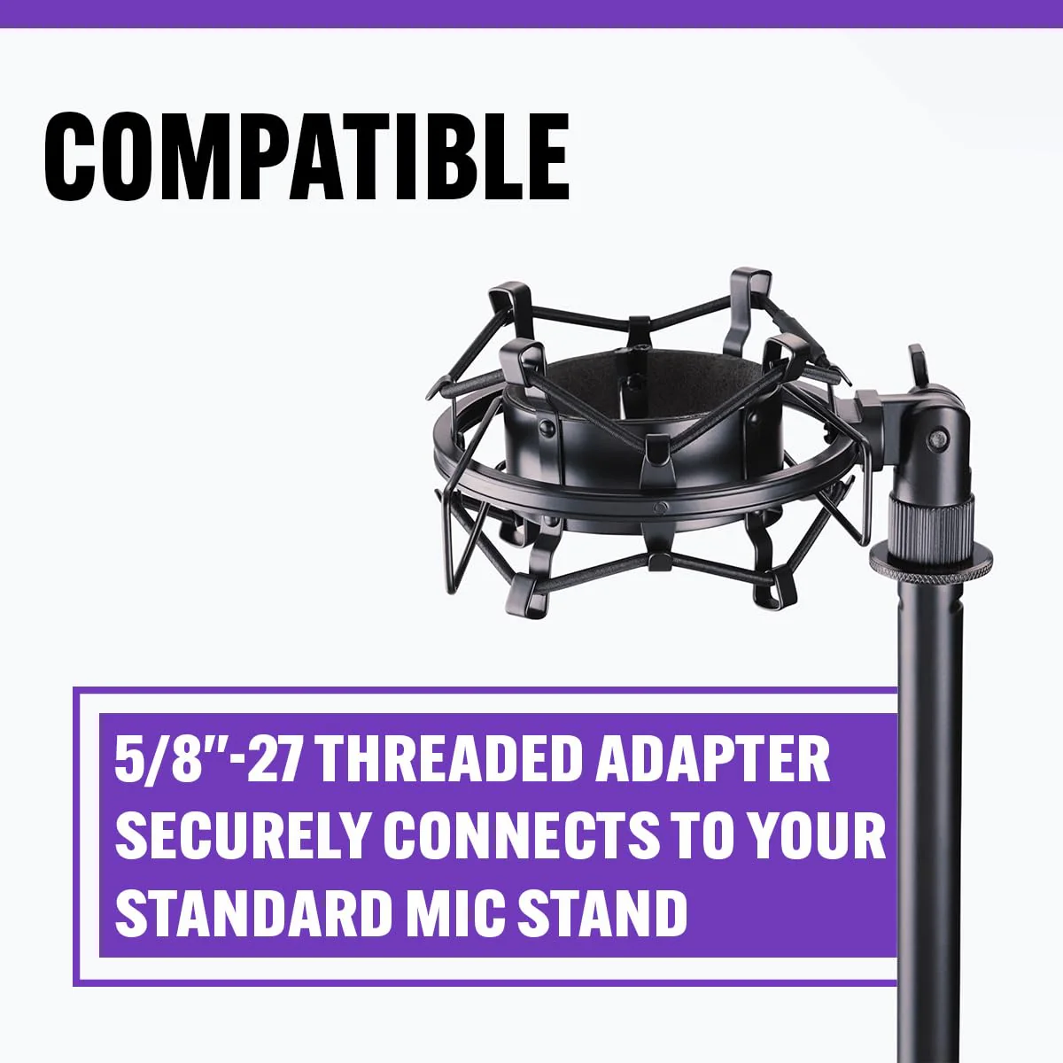 On-Stage MY430 Shock Mount for Studio Mics (55–60 mm) (Elastic Suspension Mount for Large-Diaphragm Condenser Microphones, Adjustable, Vibration Isolation, Steel Adapter, 5/8"-27 Threading, Black) - Image 8
