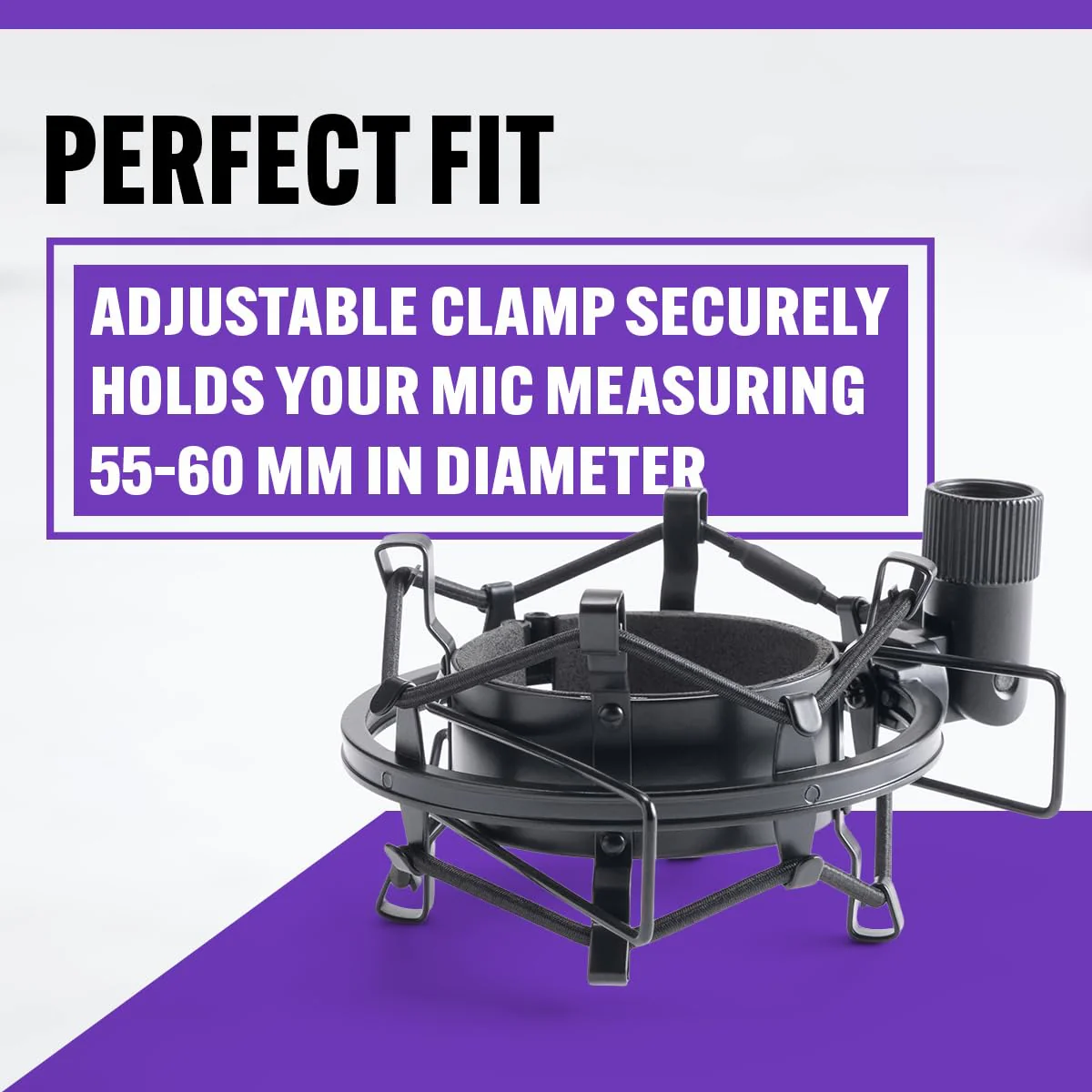 On-Stage MY430 Shock Mount for Studio Mics (55–60 mm) (Elastic Suspension Mount for Large-Diaphragm Condenser Microphones, Adjustable, Vibration Isolation, Steel Adapter, 5/8"-27 Threading, Black) - Image 9