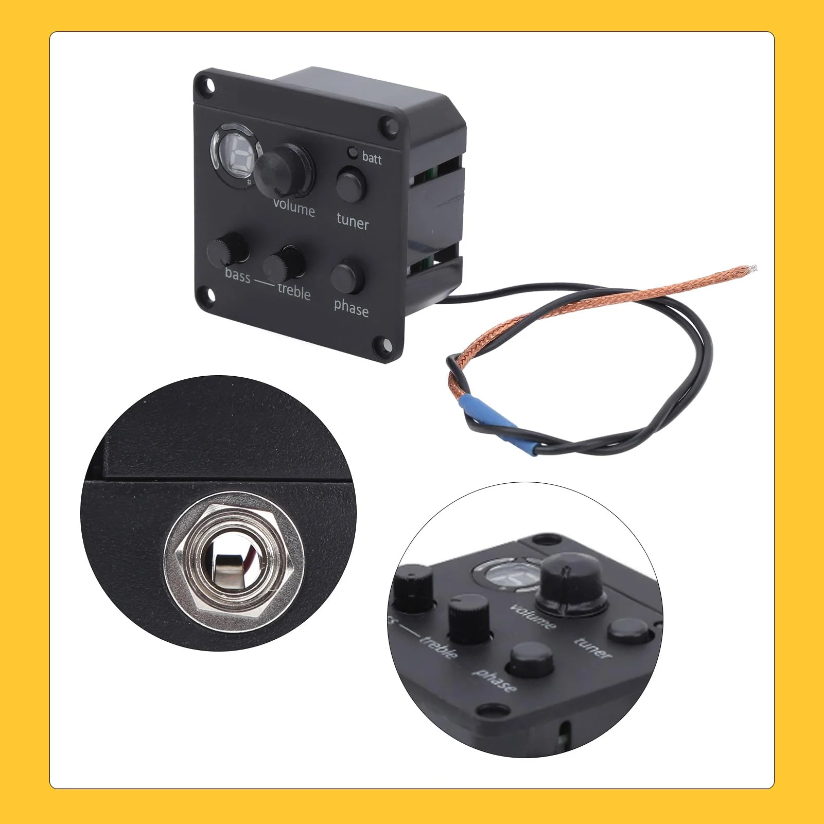 Onboard Preamp Systems, 3, Volume/Tone Shaping/Phase Switch Controls, LED Tuner, Easy Installation, Small Footprint, Sonicore Pickup Acoustic Guitar Pickup - Image 2