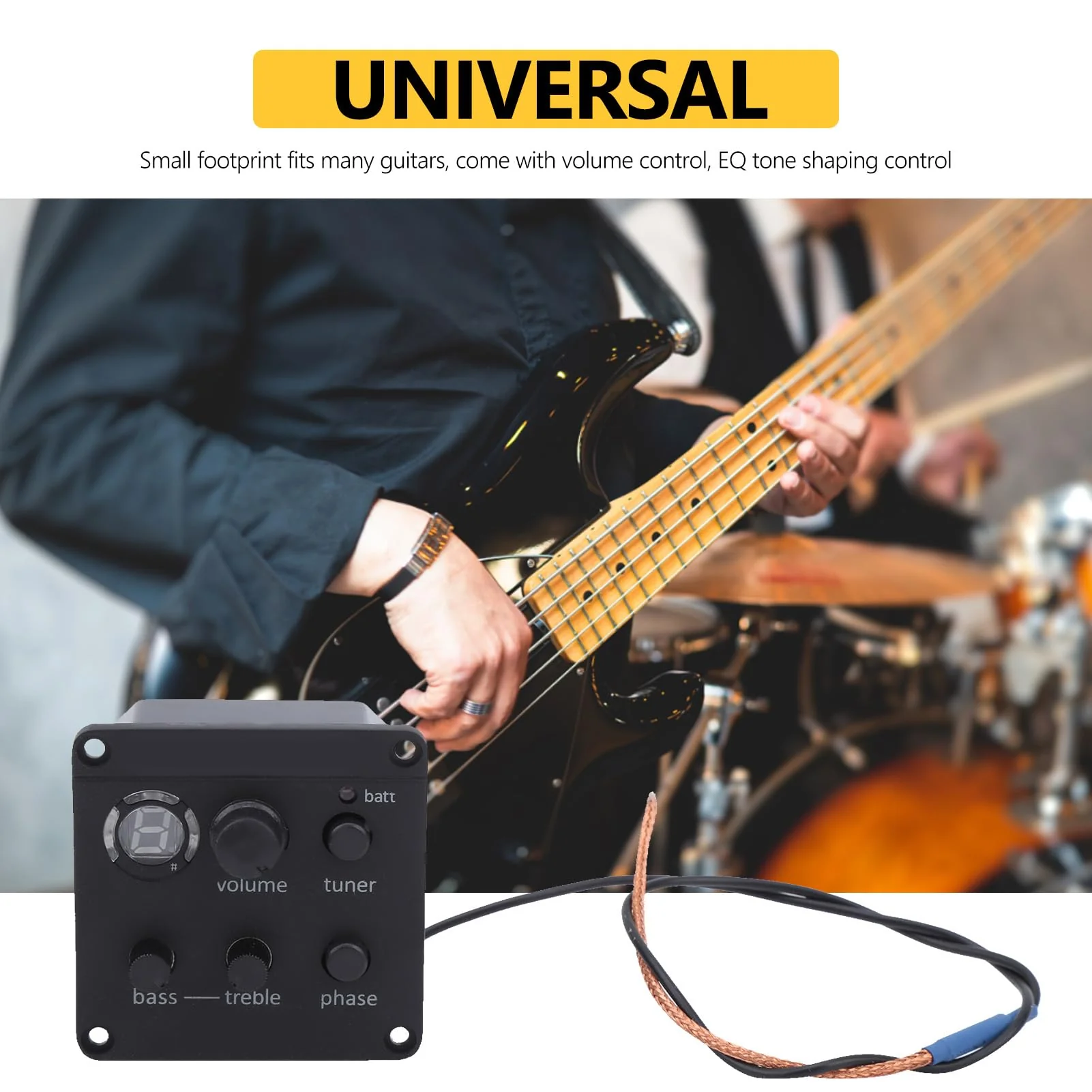 Onboard Preamp Systems, 3, Volume/Tone Shaping/Phase Switch Controls, LED Tuner, Easy Installation, Small Footprint, Sonicore Pickup Acoustic Guitar Pickup - Image 5