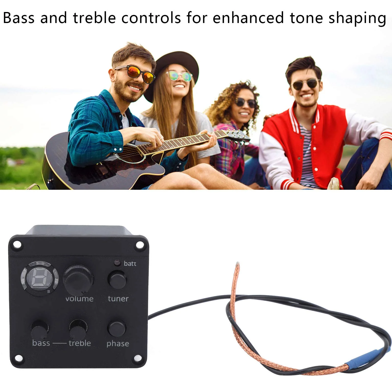 Onboard Preamp Systems, 3, Volume/Tone Shaping/Phase Switch Controls, LED Tuner, Easy Installation, Small Footprint, Sonicore Pickup Acoustic Guitar Pickup - Image 8