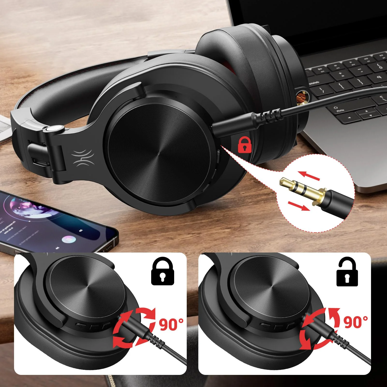 OneOdio A70 Fusion DJ Headphones Cable - 3.5mm - Image 4
