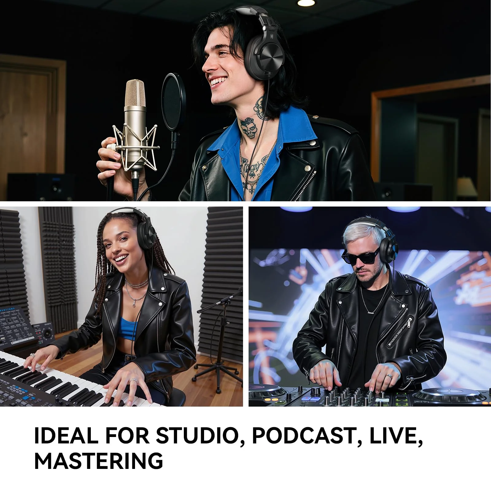 OneOdio A71D Wired Over-Ear Headphones, Studio Monitor Headsets, Hi-Res DJ Stereo Headphone with Foldable Design, 3.5/6.35MM Plug for AMP Recording Podcast Mixing PC Guitar - Black - Image 7