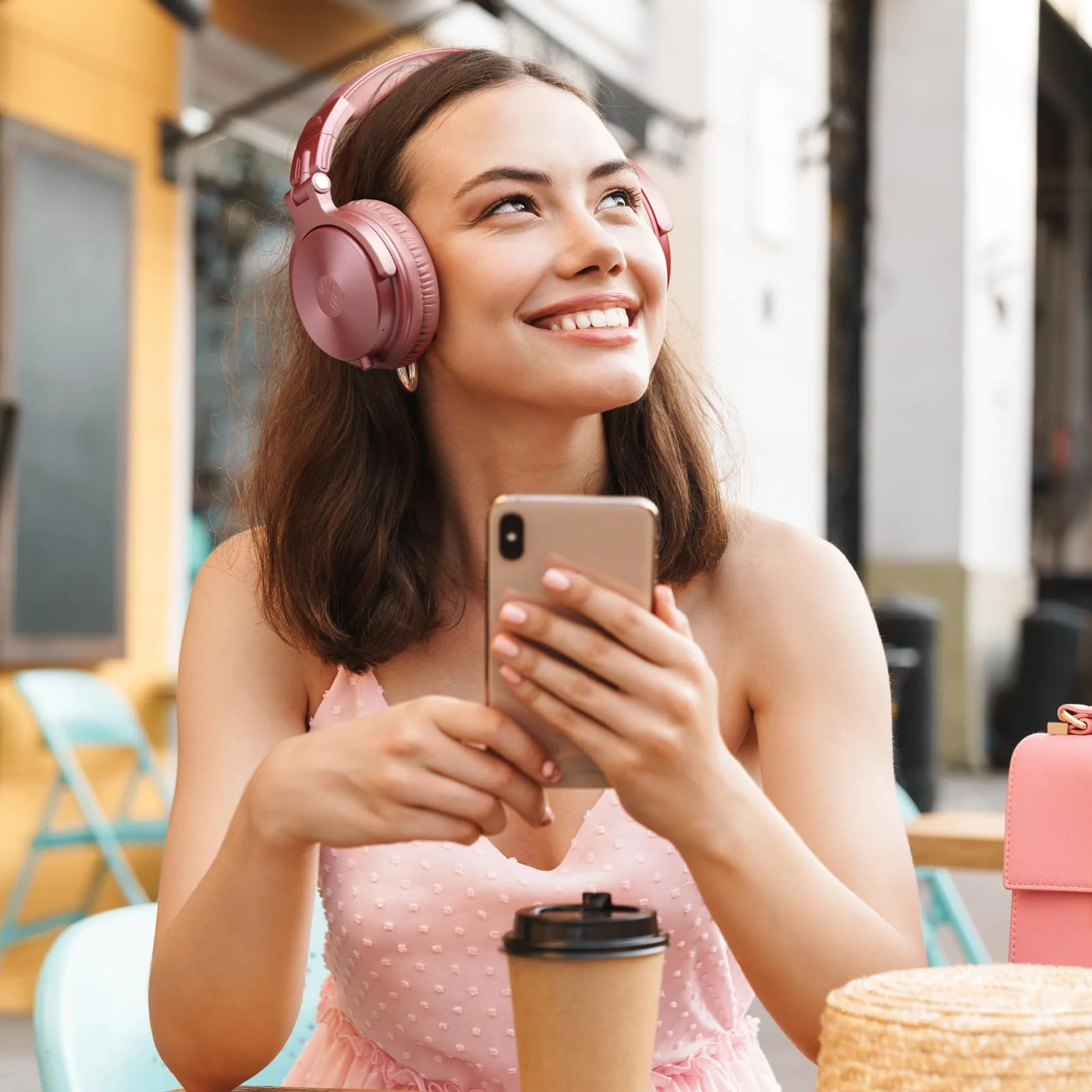 OneOdio Bluetooth Over Ear Headphones, 110 Hrs Wireless/Wired Stereo Sound Foldable Headsets with Deep Bass 50mm Neodymium Drivers for PC/Phone/Tablet - Studio Wireless Pro C, Rose Gold - Image 4