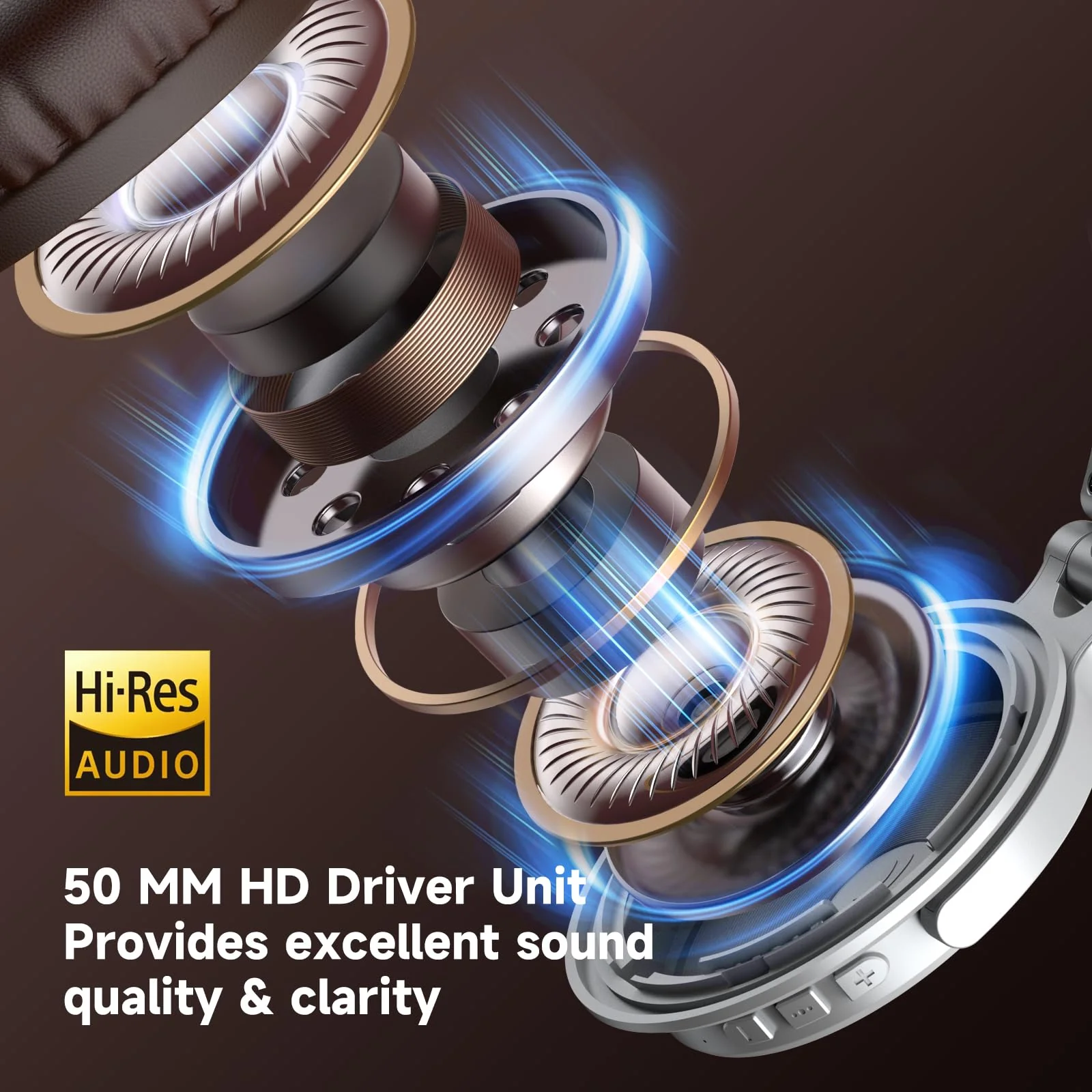 OneOdio Bluetooth Over Ear Headphones, 110 Hrs Wireless/Wired Stereo Sound Foldable Headsets with Deep Bass 50mm Neodymium Drivers for PC/Phone/Tablet - Studio Wireless Pro C, Silver - Image 5
