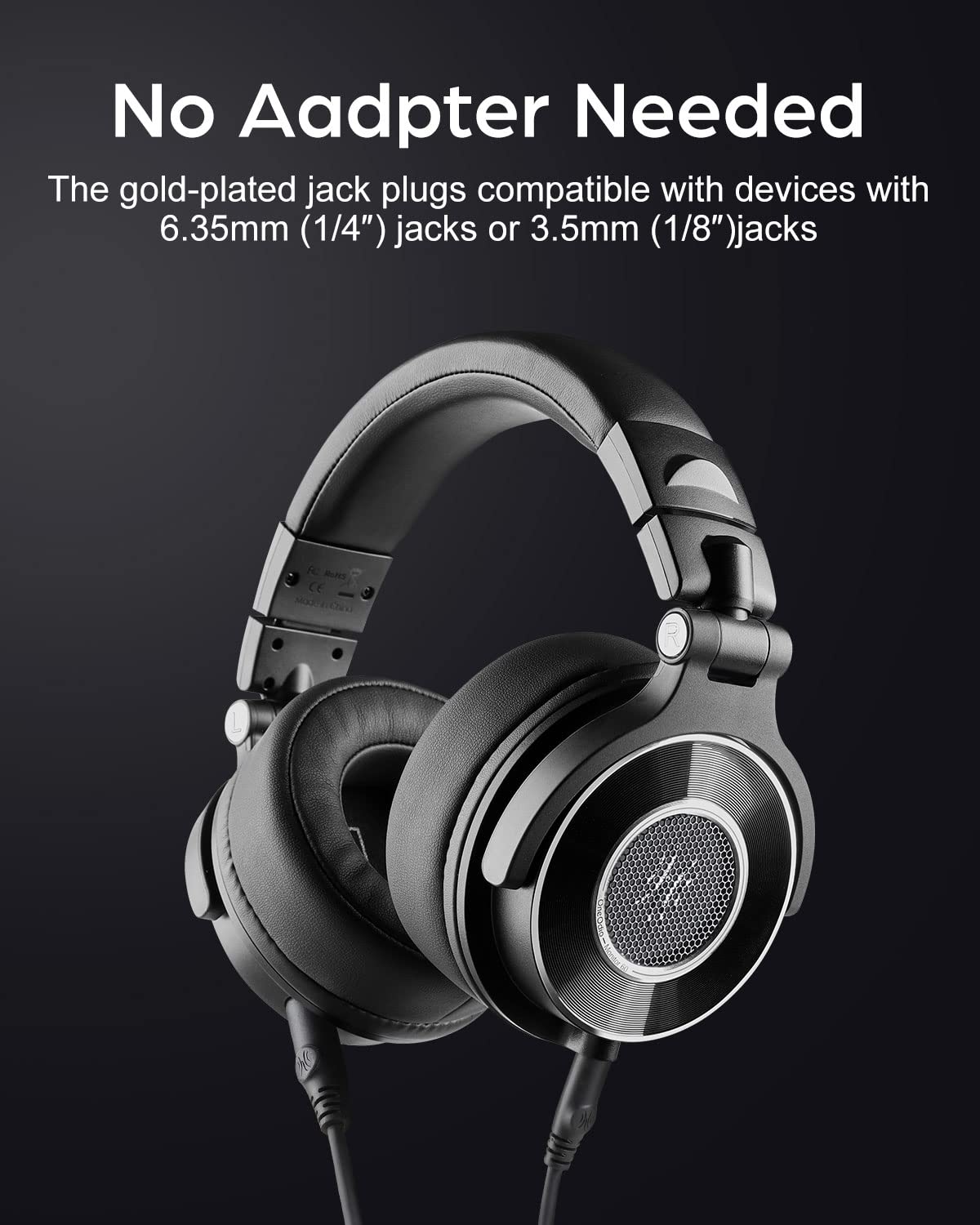 OneOdio Monitor 60 Professional Studio Headphones - Recording Wired Over Ear Headphones, Hi-Res Audio, Soft Comfortable Earmuffs, 6.35mm Adapter for Tracking Mixing DJ Mastering Broadcast-Black Black - Image 6