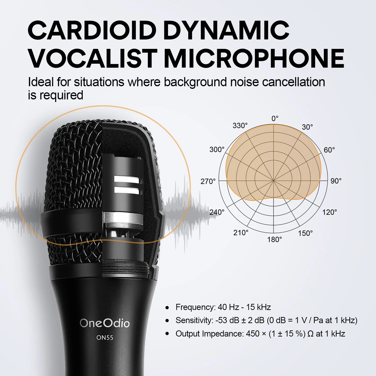 OneOdio ON55 Wired Microphone for Singing - Mic Clips, Metal Female, ON/Off Switch, 16.4ft XLR Cable - Condenser Dynamic Mic for Karaoke Machine, AMP, Speaker, Parties Gold - Image 2