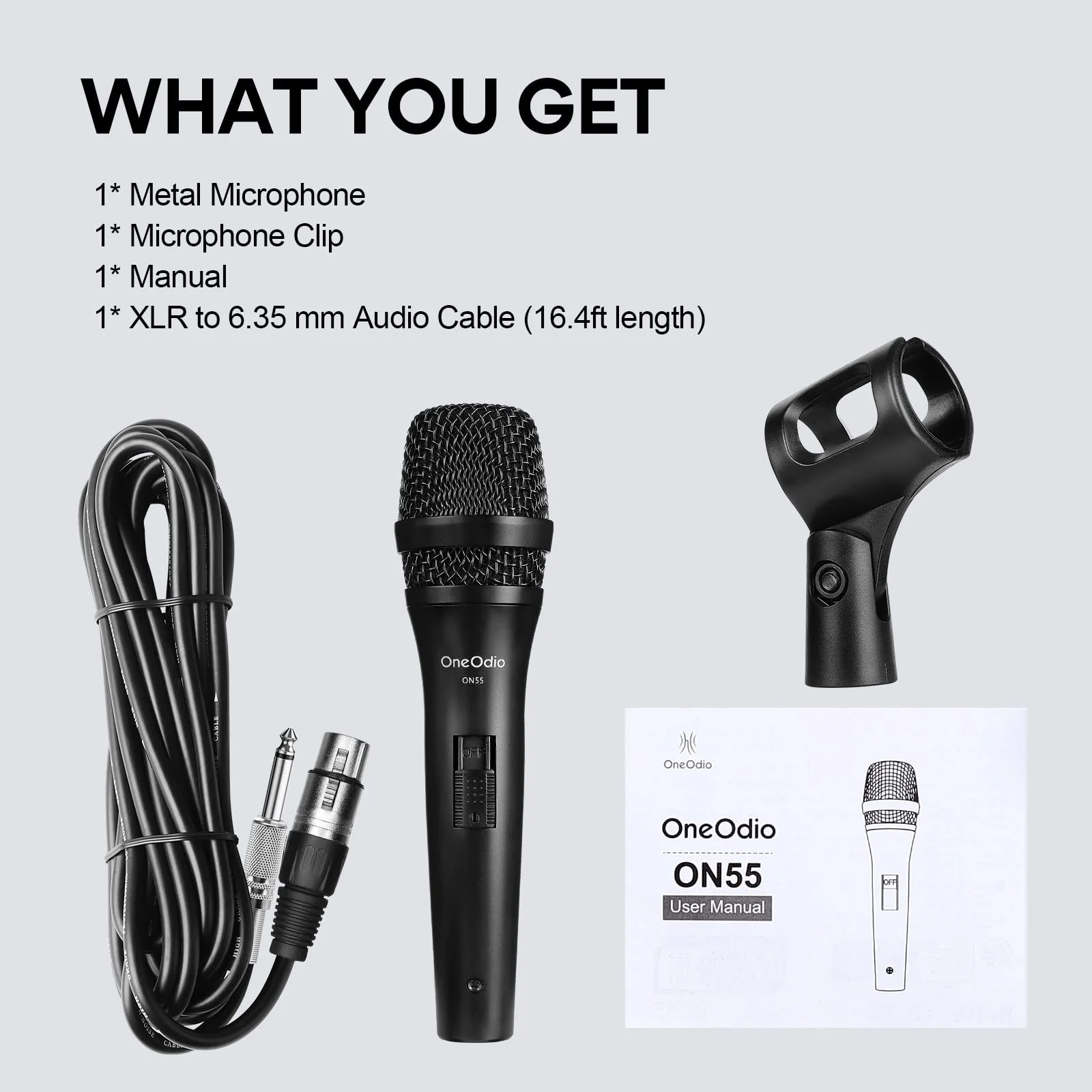 OneOdio ON55 Wired Microphone for Singing - Mic Clips, Metal Female, ON/Off Switch, 16.4ft XLR Cable - Condenser Dynamic Mic for Karaoke Machine, AMP, Speaker, Parties Gold - Image 8