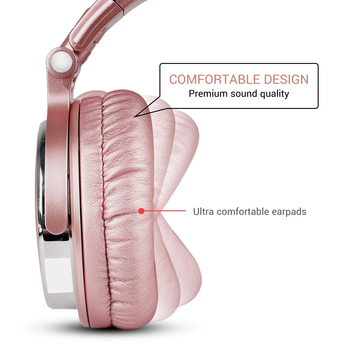 OneOdio Over Ear Headphones for Women and Girls, Wired Bass Stereo Sound Headsets with Share Port and 50mm Driver Rose Gold Headsets with Mic for PC Phone Laptop Guitar Piano Mp3/4 Tablet (Pink) Pink One Size - Image 3