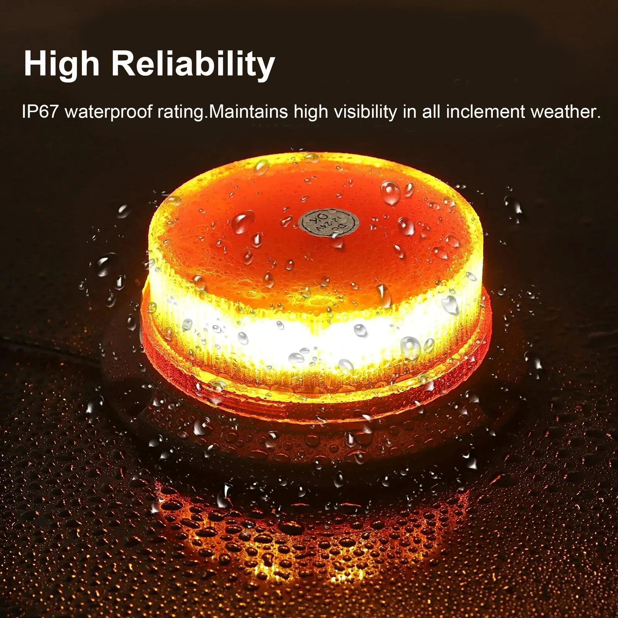 ONERAY Amber Beacon Strobe Light, Flashing Emergency Warning Lights, Permanent Mount 360°Roof Top Safety Flasher for Vehicles, Trucks, Tractor, Golf Carts, Postal Car (Screw) Screw - Image 2
