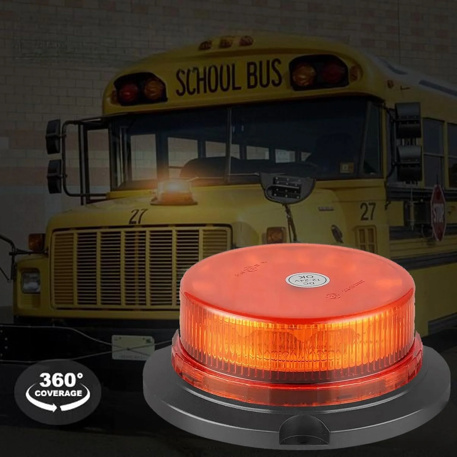 ONERAY Amber Beacon Strobe Light, Flashing Emergency Warning Lights, Permanent Mount 360°Roof Top Safety Flasher for Vehicles, Trucks, Tractor, Golf Carts, Postal Car (Screw) Screw - Image 3