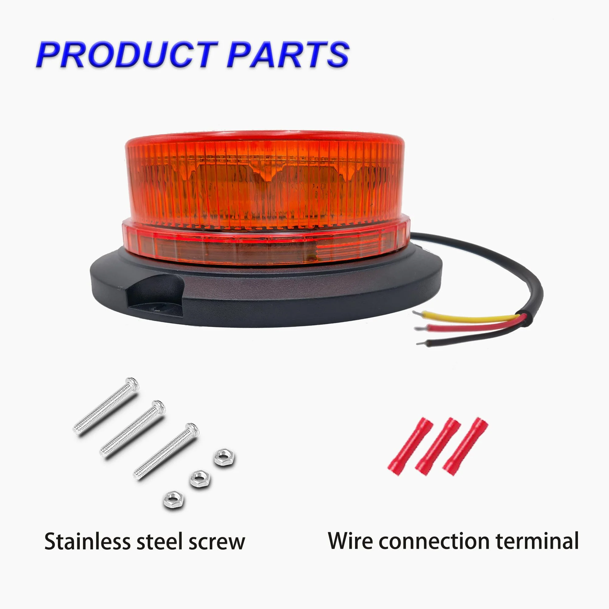 ONERAY Amber Beacon Strobe Light, Flashing Emergency Warning Lights, Permanent Mount 360°Roof Top Safety Flasher for Vehicles, Trucks, Tractor, Golf Carts, Postal Car (Screw) Screw - Image 5