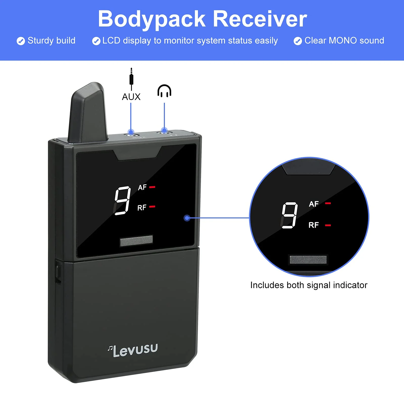 Only Bodypack with Earphone,180Ft, Professional IEM Stereo System Transmitter and Beltpack Receiver for Studio, Band Rehearsal (Incompatible with Mini, Only Bodypack) Single bodypack - Image 2