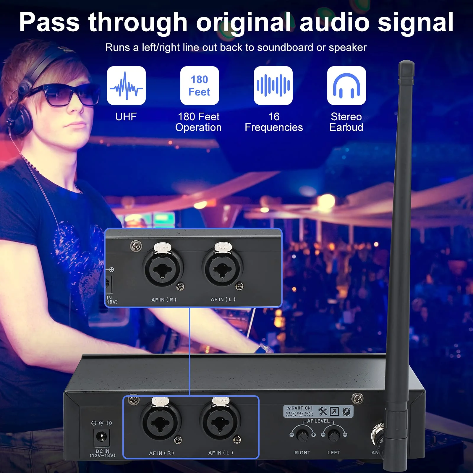 Only Bodypack with Earphone,180Ft, Professional IEM Stereo System Transmitter and Beltpack Receiver for Studio, Band Rehearsal (Incompatible with Mini, Only Bodypack) Single bodypack - Image 3