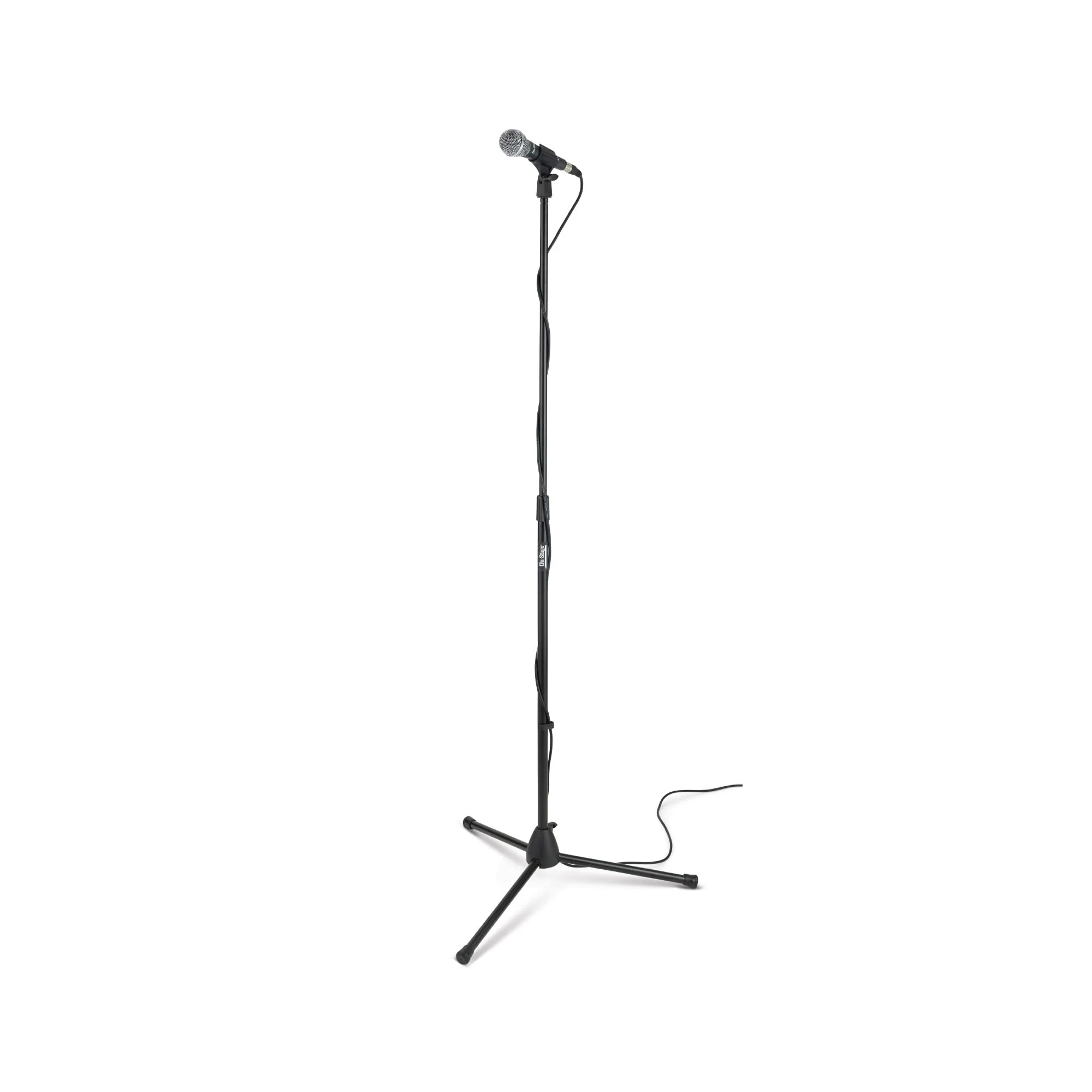 OnStage On-Stage MS7700B Tripod-Base Mic Stand (Setup for Vocal and Instrument Microphones, Adjustable Height, 5/8″-27 Threading, Portable, Folding, Nonslip Rubber Feet, Cable Clip, Steel, Black) - Image 2