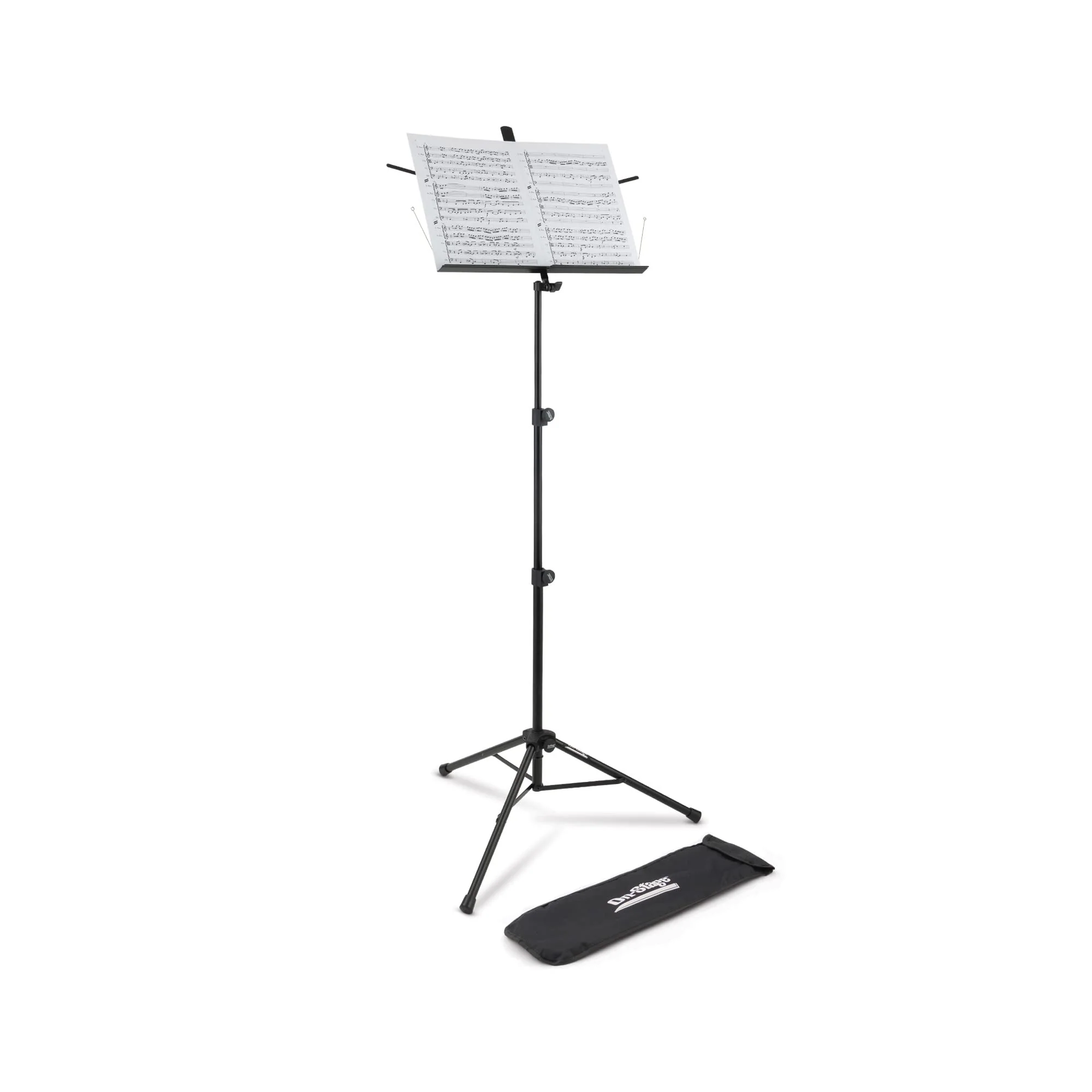 OnStage On-Stage SM7222BB Tripod-Base Sheet Music Stand with Bag (Portable, Folding Sheet Music Setup, Adjustable Height and Angle, Heavy-Duty Tubular Legs, Nonslip Rubber Feet, Metal, Black) - Image 6
