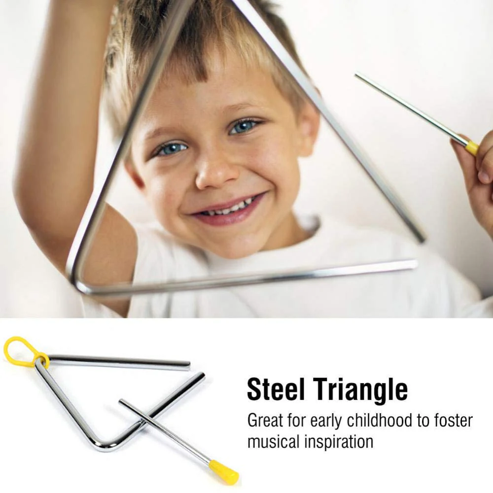 Onwon 5" Music Triangle Children Music Enlightenment Musical Steel Beater with Striker Percussion Instrument Set - Image 2