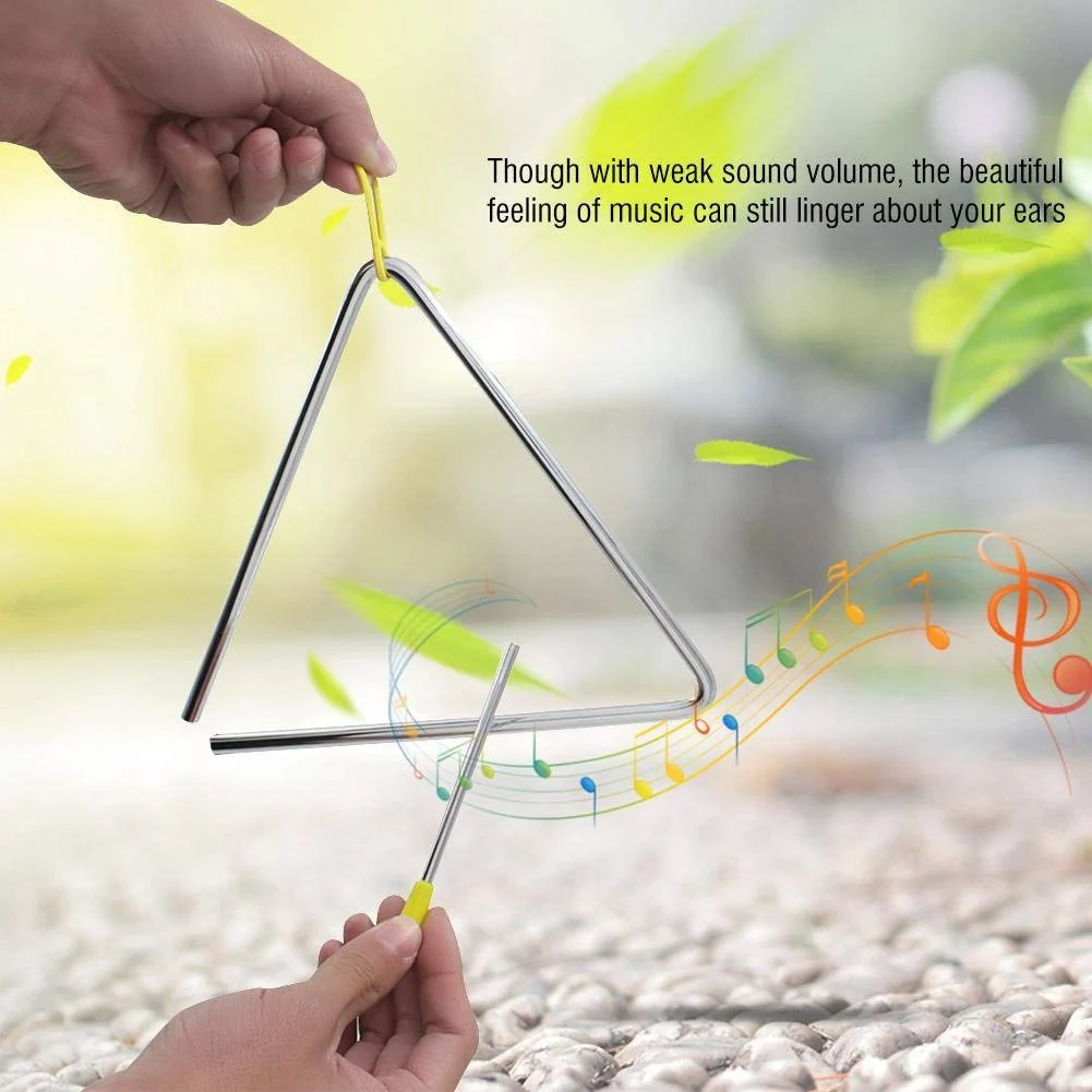 Onwon 5" Music Triangle Children Music Enlightenment Musical Steel Beater with Striker Percussion Instrument Set - Image 5