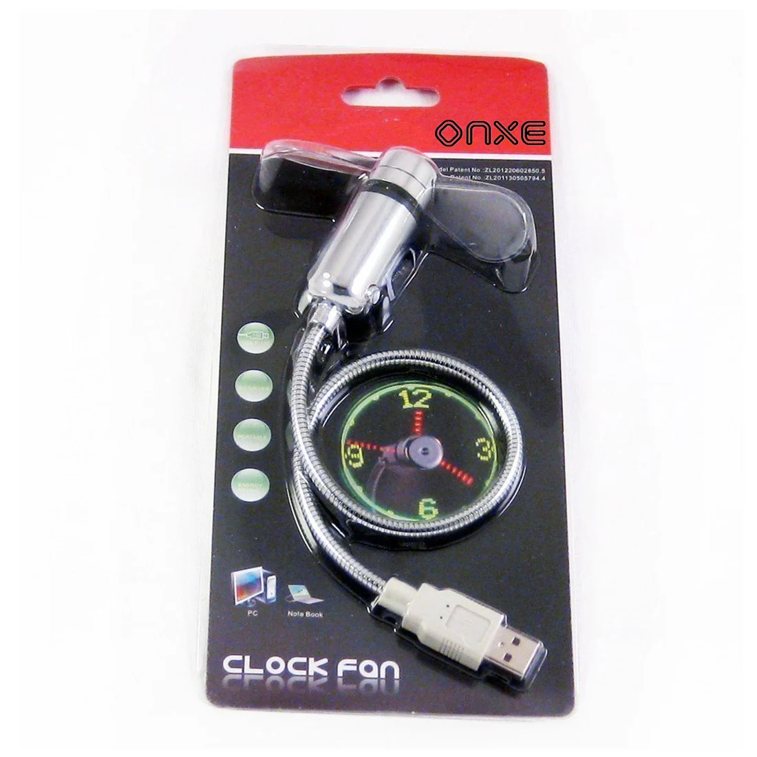 ONXE LED USB Clock Fan with Real Time Display Function,USB Clock Fans,Silver,1 Year Warranty (Clock) - Image 2