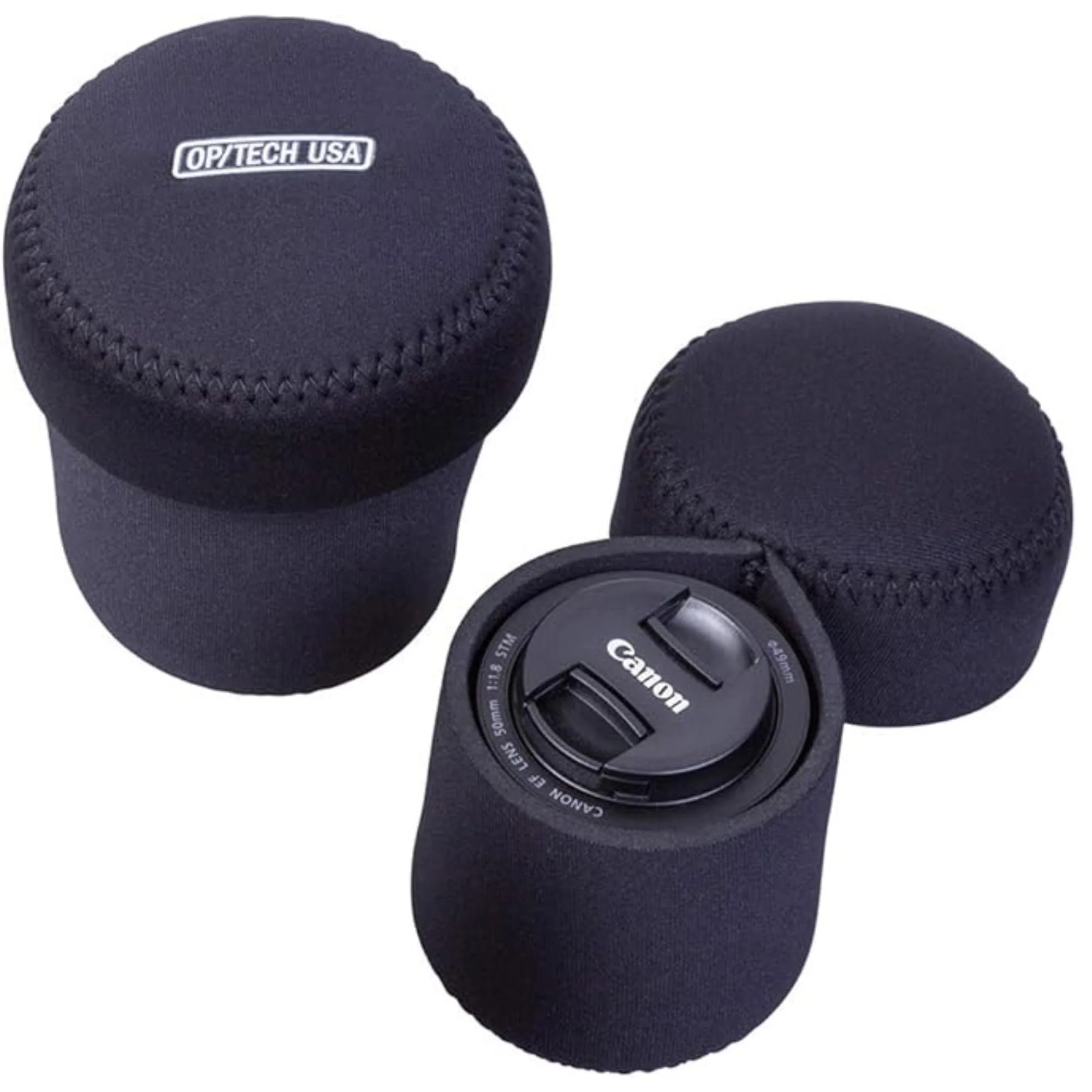 OP/TECH USA Fold-Over Neoprene Lens Pouch – Camera Lens Case for safe Lens Cover storage, Great for Photography & outdoor shoot, Keeps your Lens secure with No-Lose Lid-251 (Black) - Made in USA 251 - Image 2