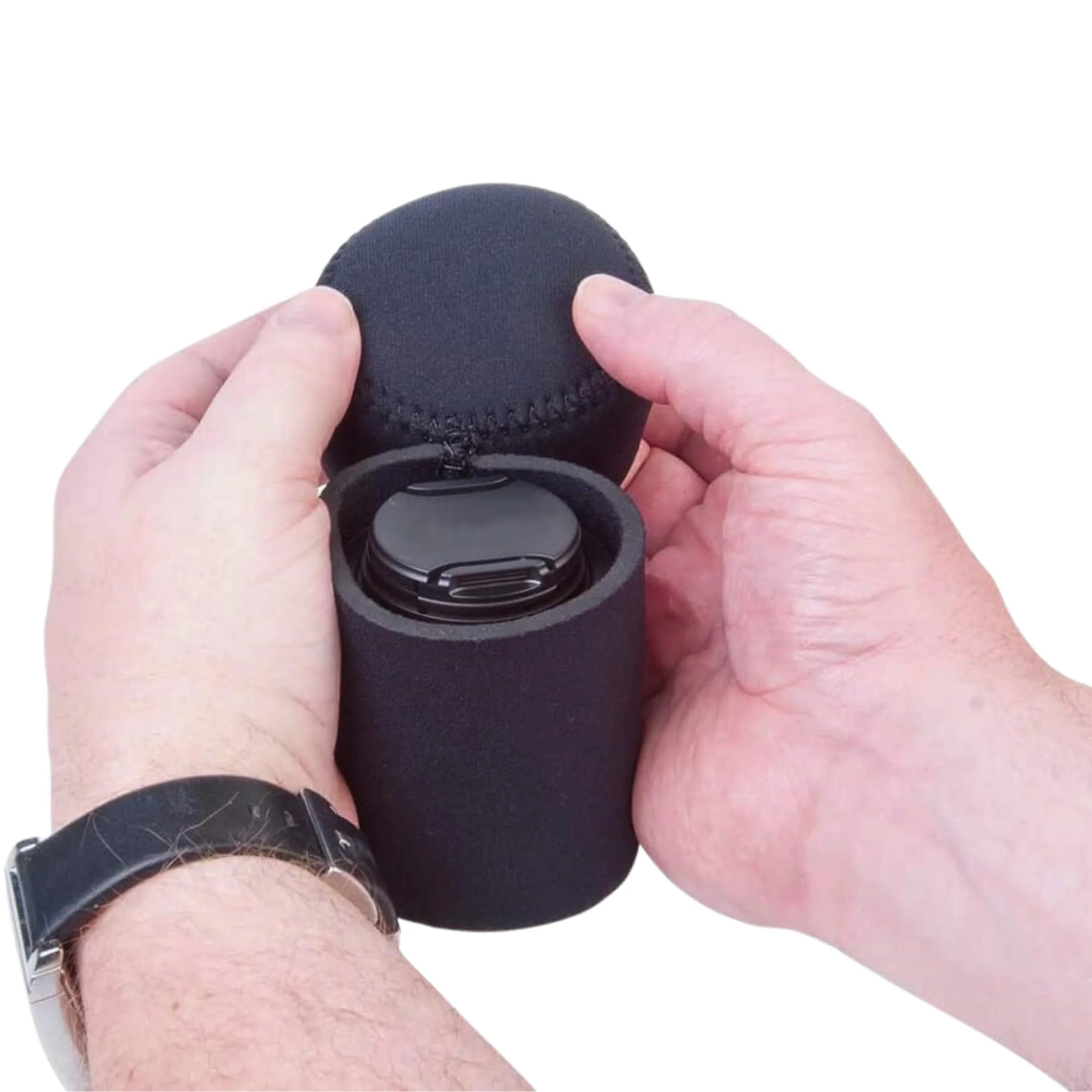 OP/TECH USA Fold-Over Neoprene Lens Pouch – Camera Lens Case for safe Lens Cover storage, Great for Photography & outdoor shoot, Keeps your Lens secure with No-Lose Lid-253 (Black) - Made in USA 253 - Image 5