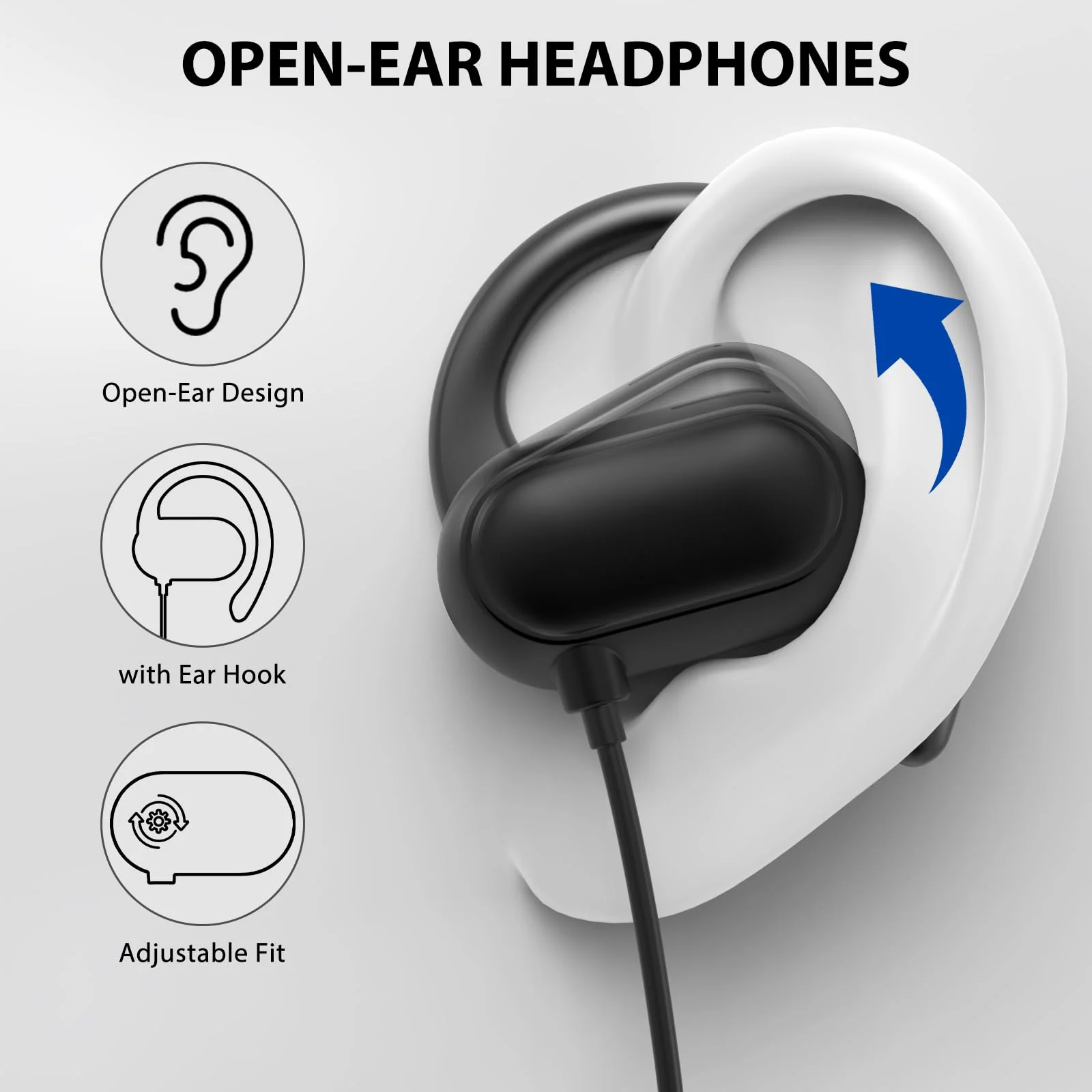Open Ear Headphones Wired for Samsung S24 Ultra S23 Fe S22+ A35, USB Type C Earphone with Mic Over Ear Wired Earbuds with Ear Hook for iPhone 15 Pro Max Plus iPad 10 Air Pixel 8a 8 7 Pro OnePlus 12 11 - Image 2