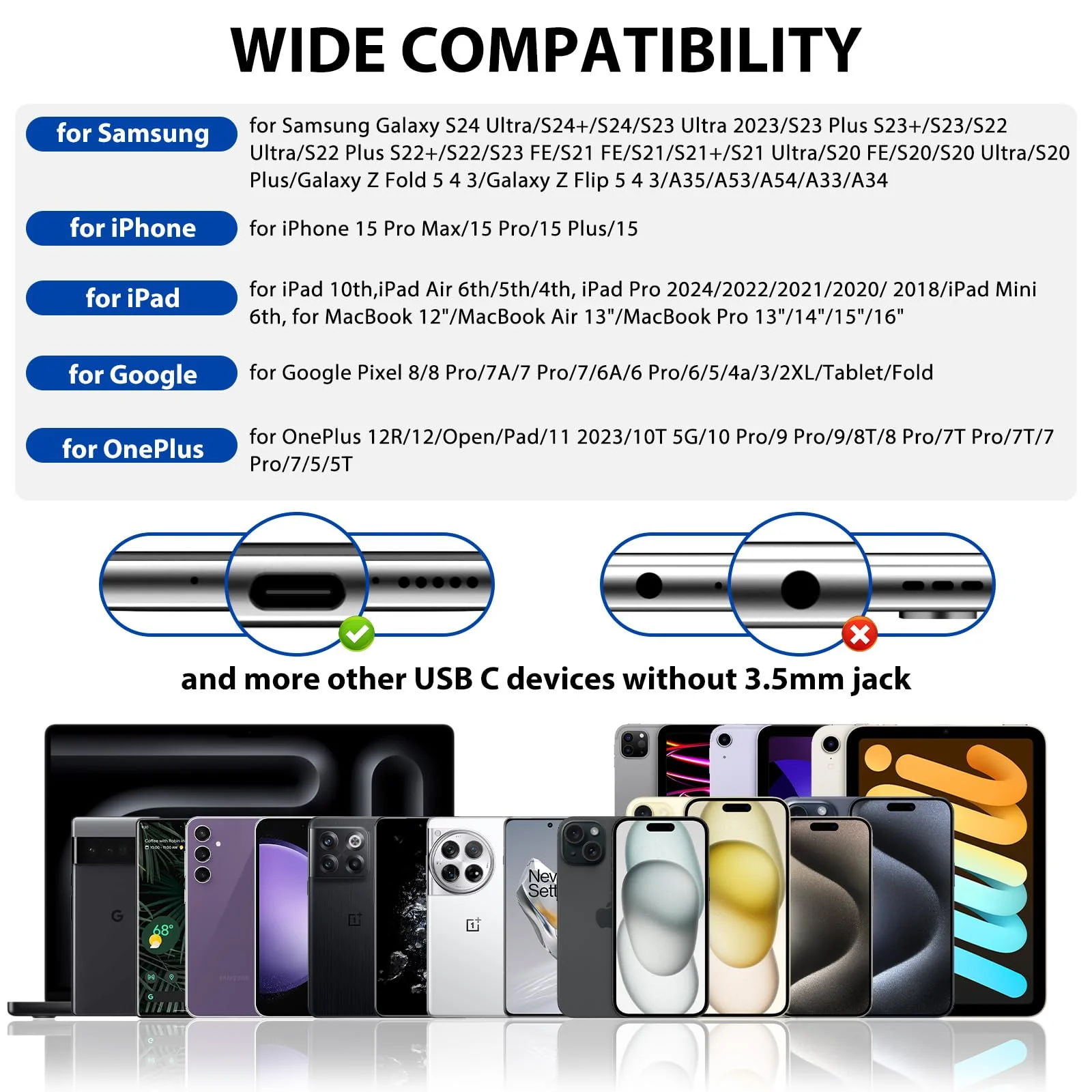 Open Ear Headphones Wired for Samsung S24 Ultra S23 Fe S22+ A35, USB Type C Earphone with Mic Over Ear Wired Earbuds with Ear Hook for iPhone 15 Pro Max Plus iPad 10 Air Pixel 8a 8 7 Pro OnePlus 12 11 - Image 6