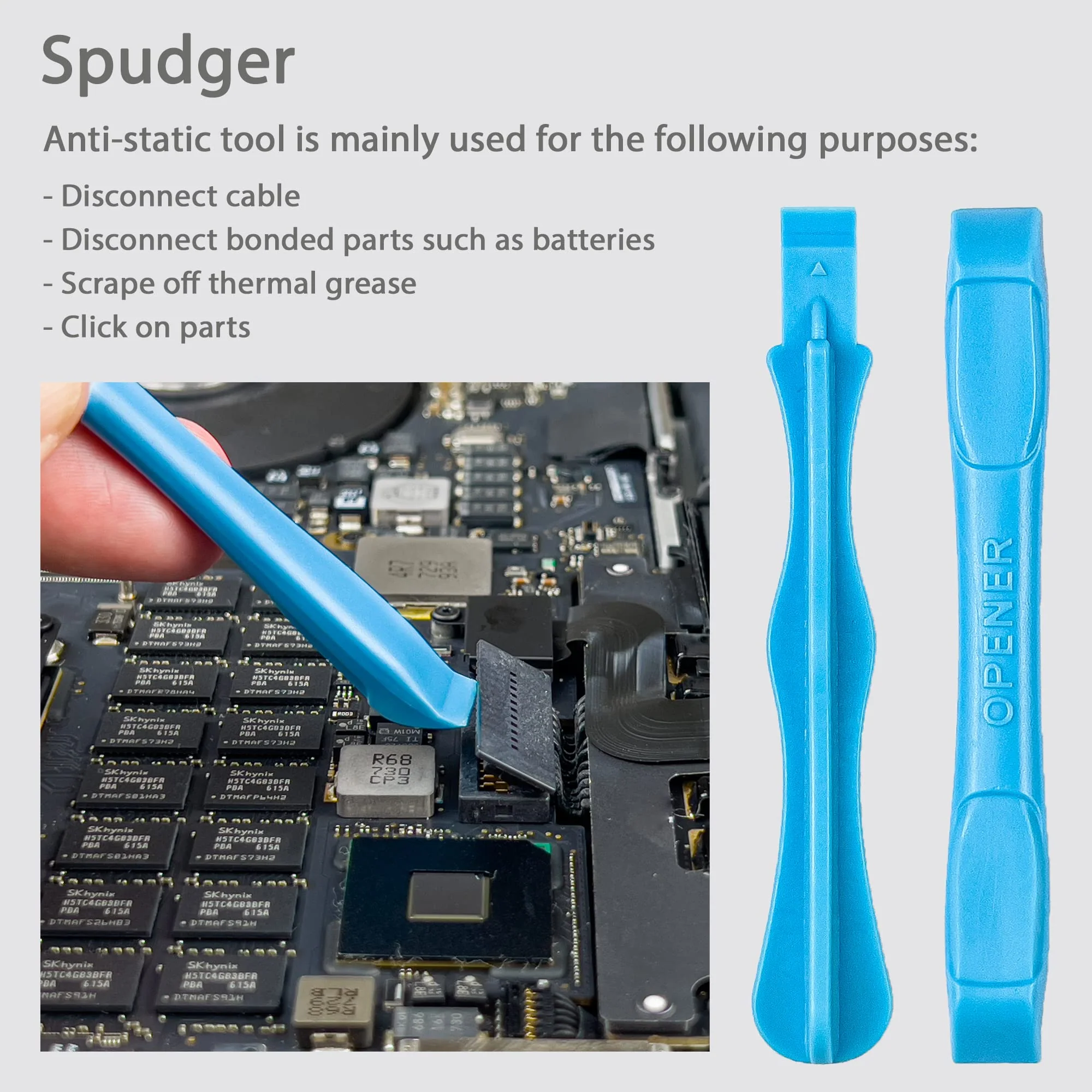 Opening Pry Tools Kit with ESD Spudgers, Anti-Static Brush, Metal Spudger for Disassembling and Repair Laptop, Game Console, Computer 12-in-1 - Image 5