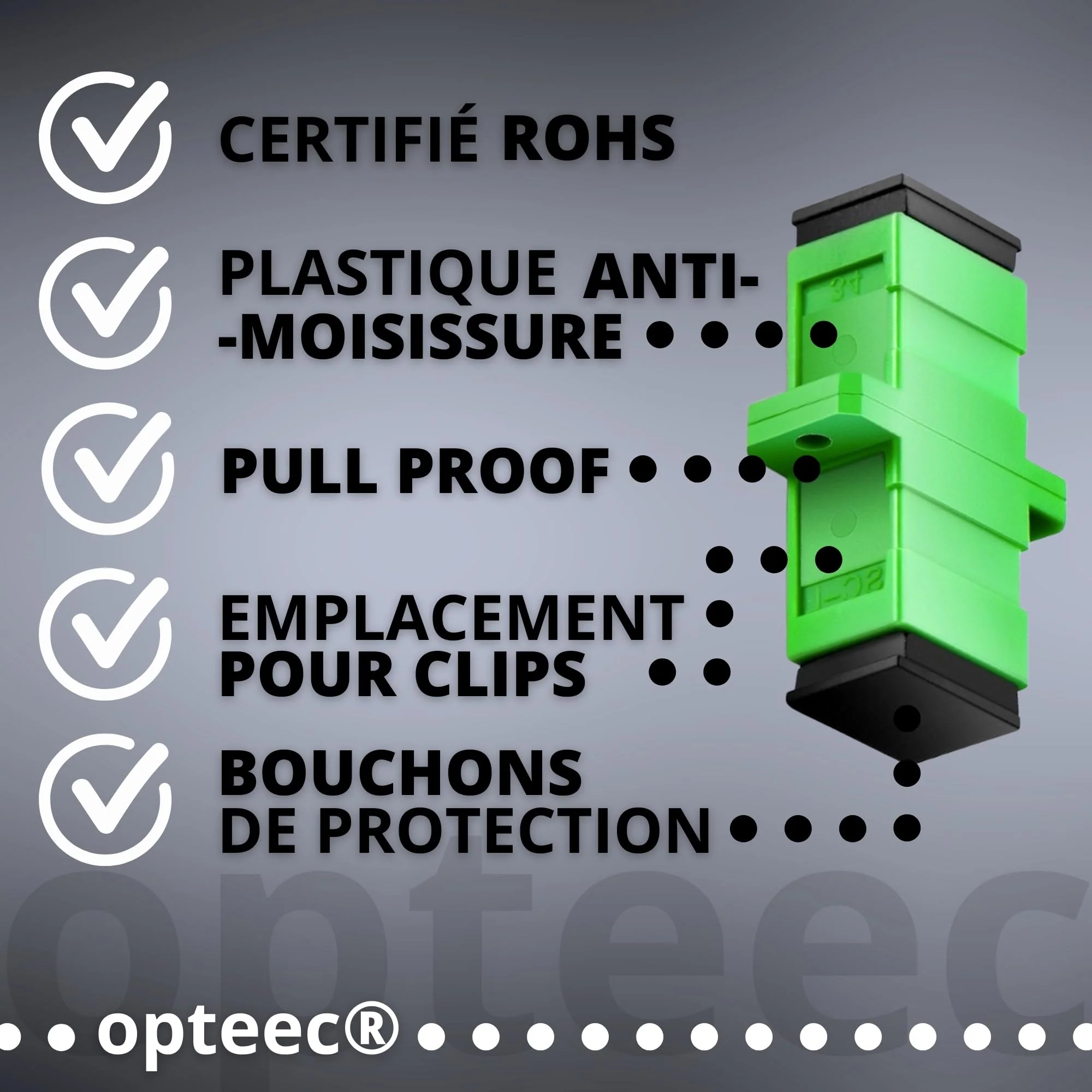 opteec® Coupler/Adapter - SC-APC/SC-APC - Female/Female - for Fiber Optic Cable - Simplex Single Mode SC/APC - SC/APC - Image 4