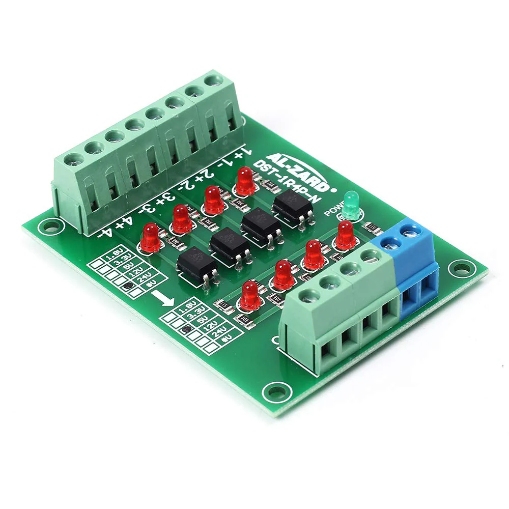 Optocoupler Isolation Module, 12V to 3.3V 4 Channel Optocoupler Isolator Module, PLC Signal Level Voltage Converter Module - Image 2