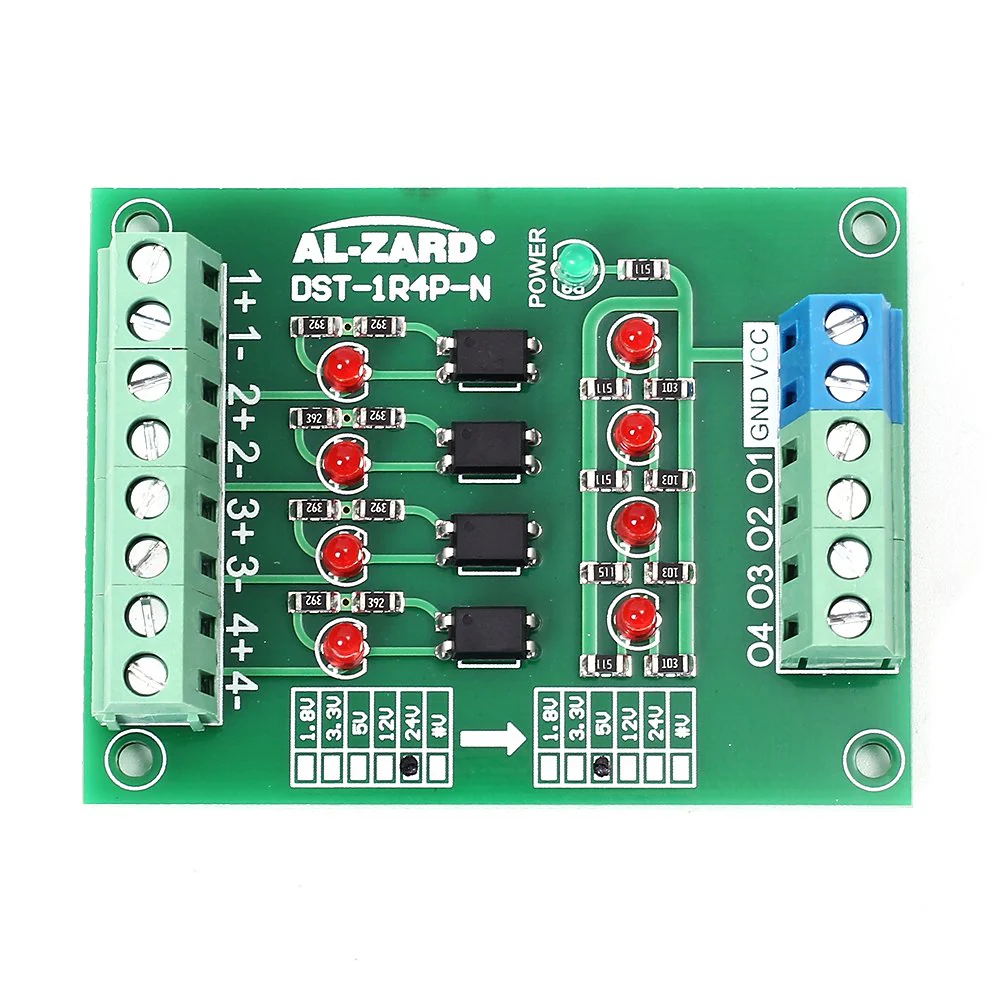 Optocoupler Isolation Module, 12V to 3.3V 4 Channel Optocoupler Isolator Module, PLC Signal Level Voltage Converter Module - Image 3