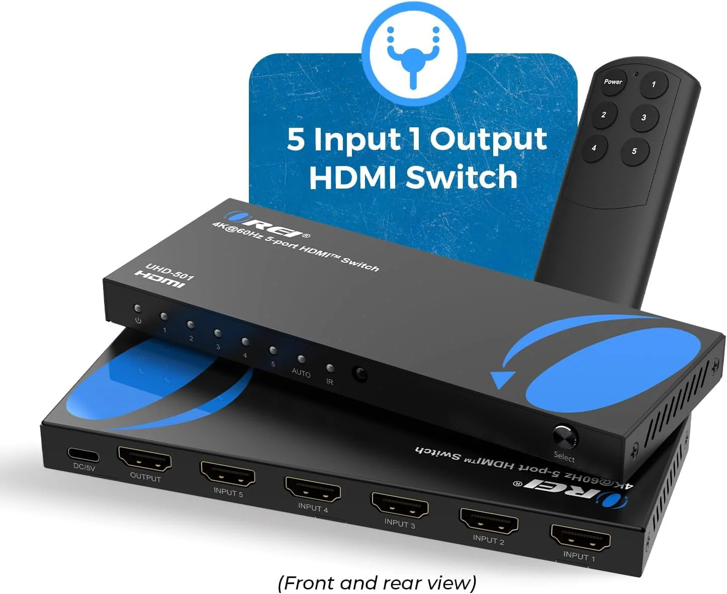 OREI 4K HDMI Switch 5 in 1 Out – HDMI Switch with Remote 4K@60hz with HDR, Dolby, DTS & 3D - 18Gbps Switcher - for PS5/4, Xbox, Roku, Fire TV - Image 2