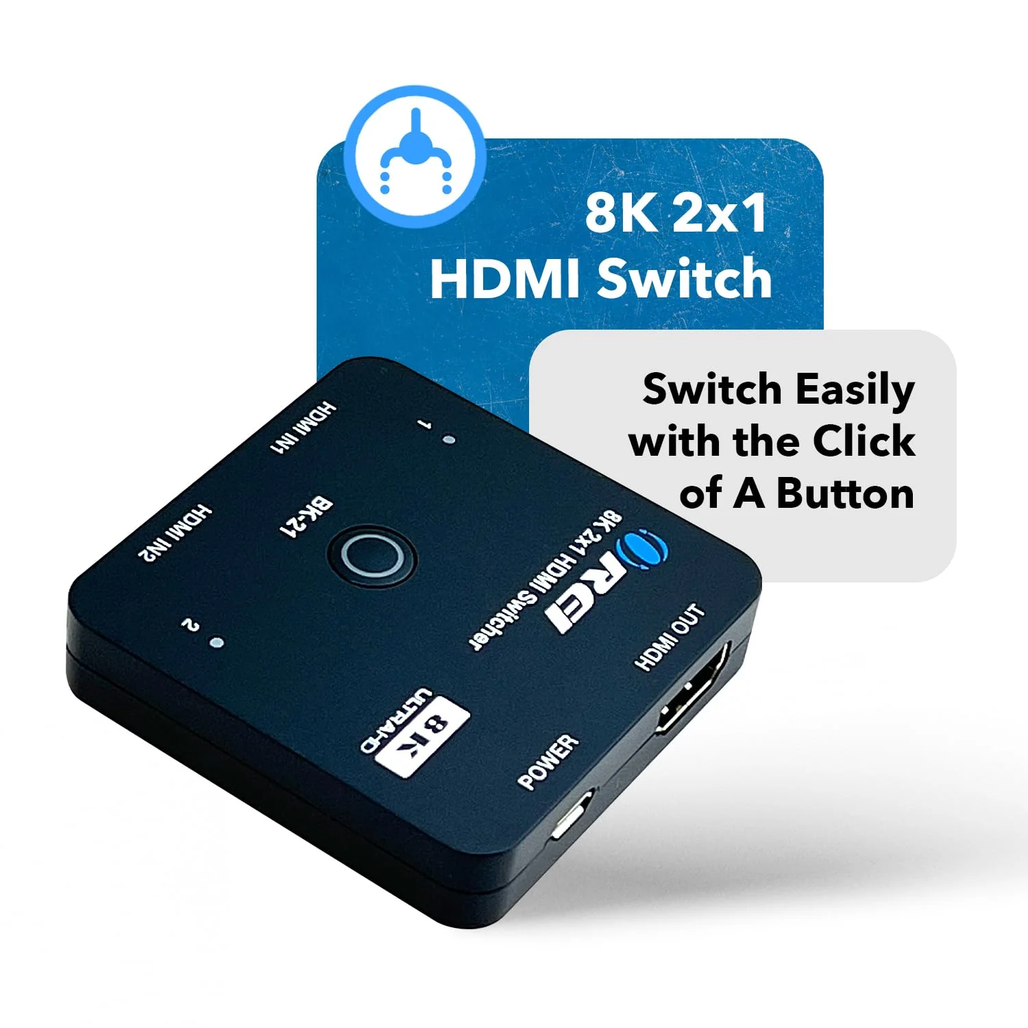 OREI 8K 2x1 HDMI Switch 4K @ 120hz, Auto HDMI Selector 48Gbps High Resolution Switch Between 2 Inputs Prefect for Gaming, PS5, Xbox, HDR10, Dolby Vision 8K Switch - Image 3