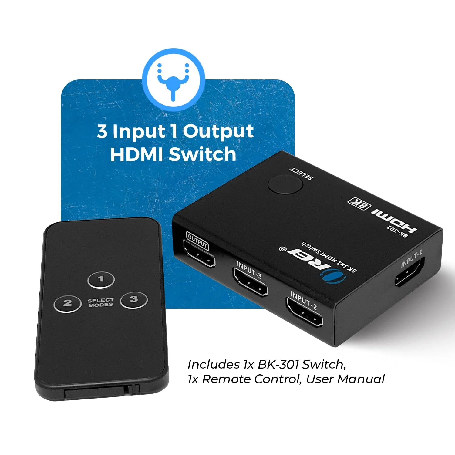 OREI 8K HDMI Switch 3 in 1 Out – HDMI 2.1 Switch with Remote – 48Gbps 8K@60Hz 4K@120Hz 4K@165Hz – HDCP 2.3 – hdmi Switch 4k 120hz for PS5 Xbox PC TV 3x1 8K HDMI Switch - Image 2