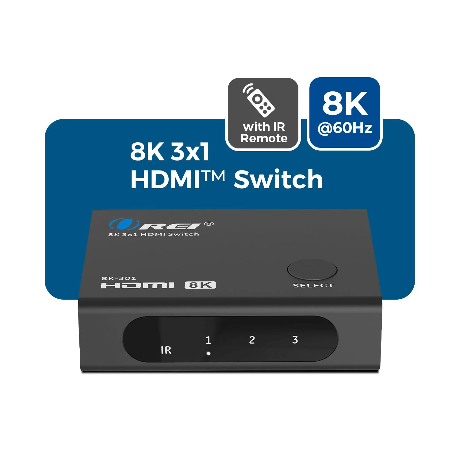 OREI 8K HDMI Switch 3 in 1 Out – HDMI 2.1 Switch with Remote – 48Gbps 8K@60Hz 4K@120Hz 4K@165Hz – HDCP 2.3 – hdmi Switch 4k 120hz for PS5 Xbox PC TV 3x1 8K HDMI Switch - Image 9