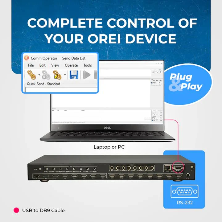 OREI USB 2.0 to Serial (9 Pin) DB-9 RS 232 Serial Cable for Serial Control Through Computers | Compatible with Windows and Mac | 3 feet Long (USB-to-DB9) - Image 3