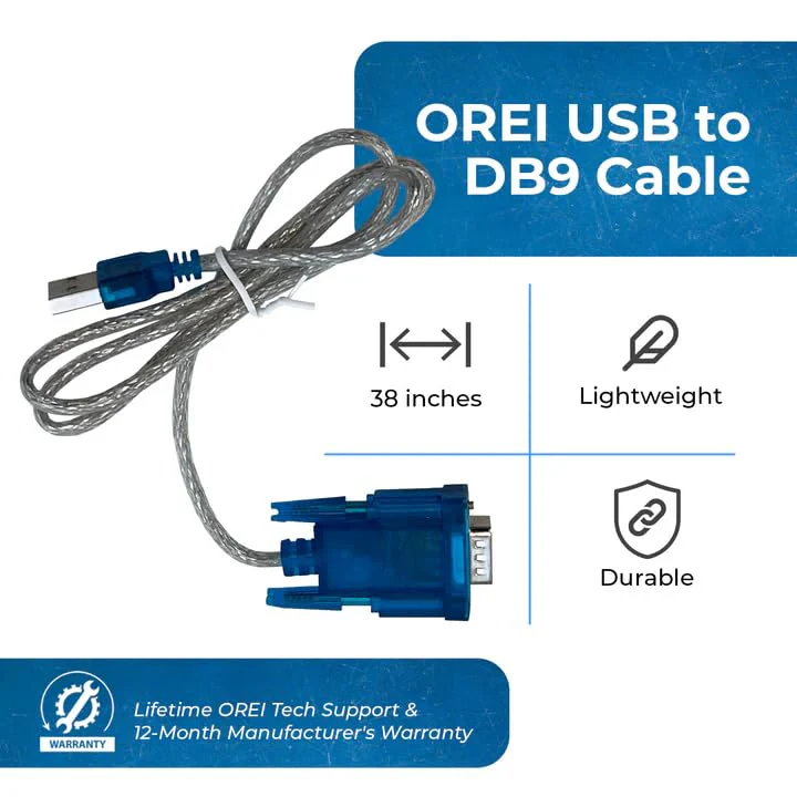 OREI USB 2.0 to Serial (9 Pin) DB-9 RS 232 Serial Cable for Serial Control Through Computers | Compatible with Windows and Mac | 3 feet Long (USB-to-DB9) - Image 5