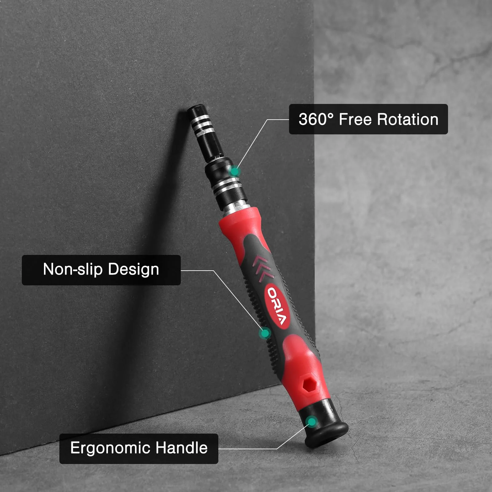 ORIA Precision Screwdriver Kit, Mini Screwdriver Set, 60 in 1 Small Screwdriver with 56 Bits Repair Tools with Flexible Shaft, Extension Rod for Mobile Phone, Smartphone, Tablet, PC, Red - Image 6