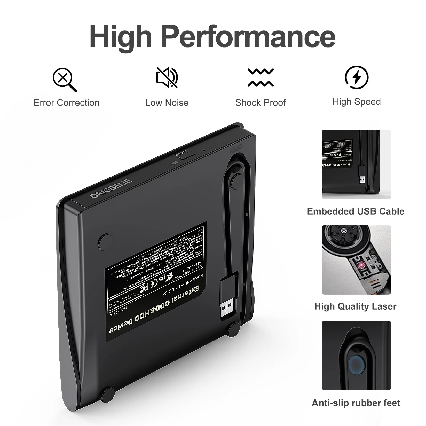 ORIGBELIE External CD/DVD Drive for Laptop, USB 3.0 CD Burner +/-RW CD ROM External DVD Drive Portable DVD Player for Laptop Desktop PC Apple Mac Windows 11/10/8/7/XP Linux OS 2 in 1 CD Drive - Image 7