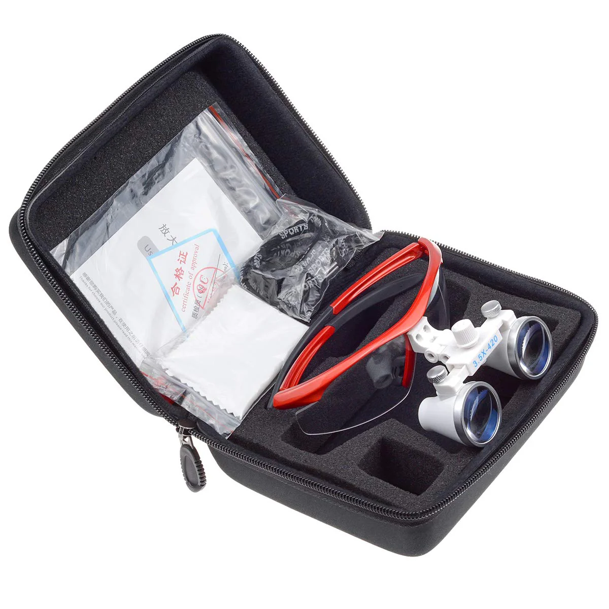 Orilao Surgical Binocular, Anti-Fog Magnifying Glass, 3.5 x 420 mm Working Distance, Optical Glass, Red - Image 8