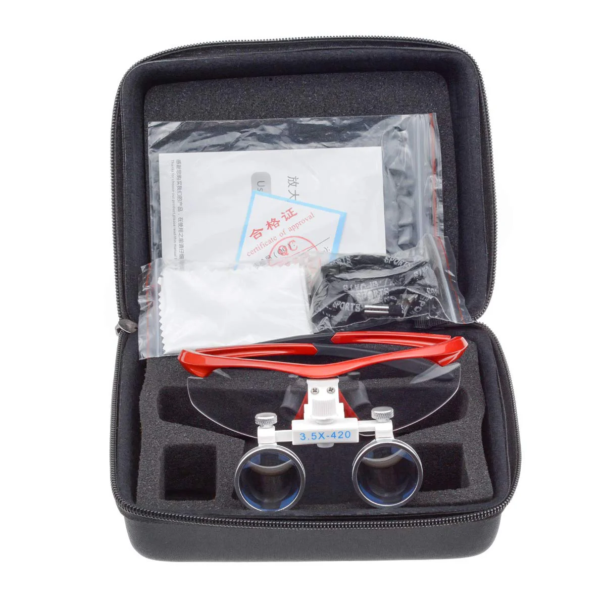 Orilao Surgical Binocular, Anti-Fog Magnifying Glass, 3.5 x 420 mm Working Distance, Optical Glass, Red - Image 9