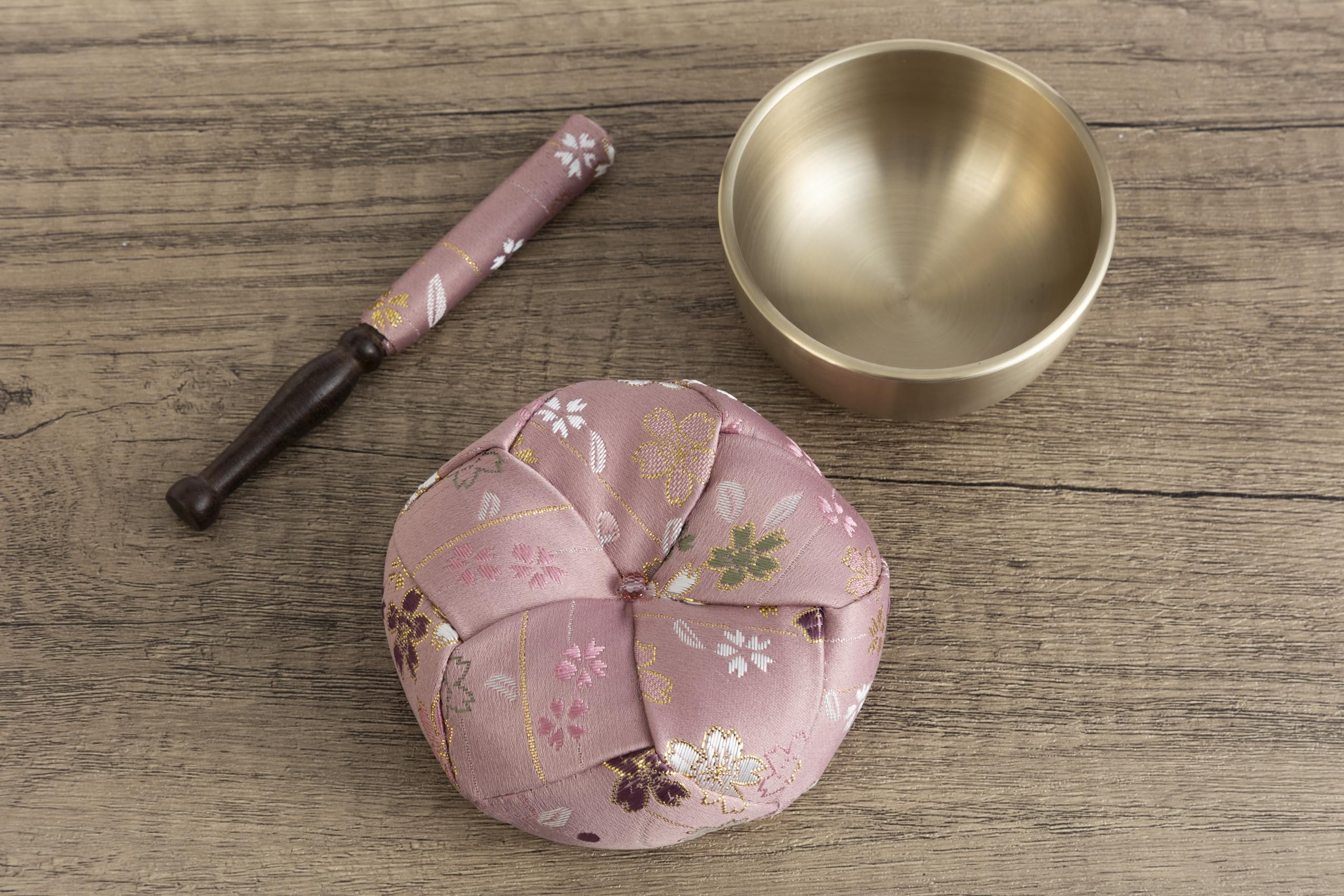 Orin Bell Japanese Buddhist Bell,Mat,bar Set Made in Japan Takaoka, Pink,2.99inch - Image 4