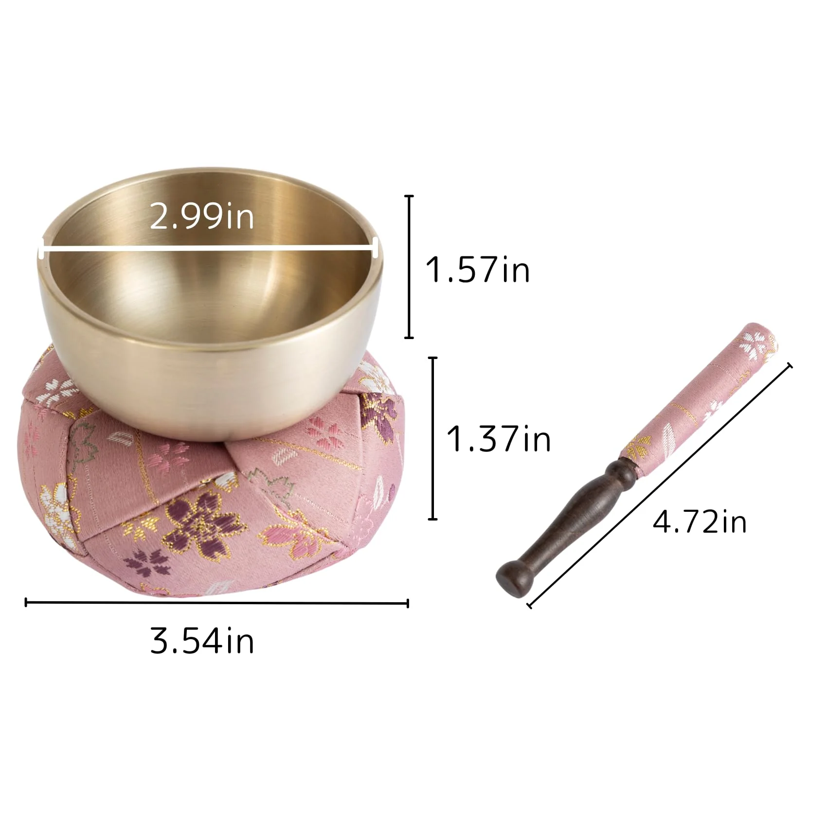 Orin Bell Japanese Buddhist Bell,Mat,bar Set Made in Japan Takaoka, Pink,2.99inch - Image 7