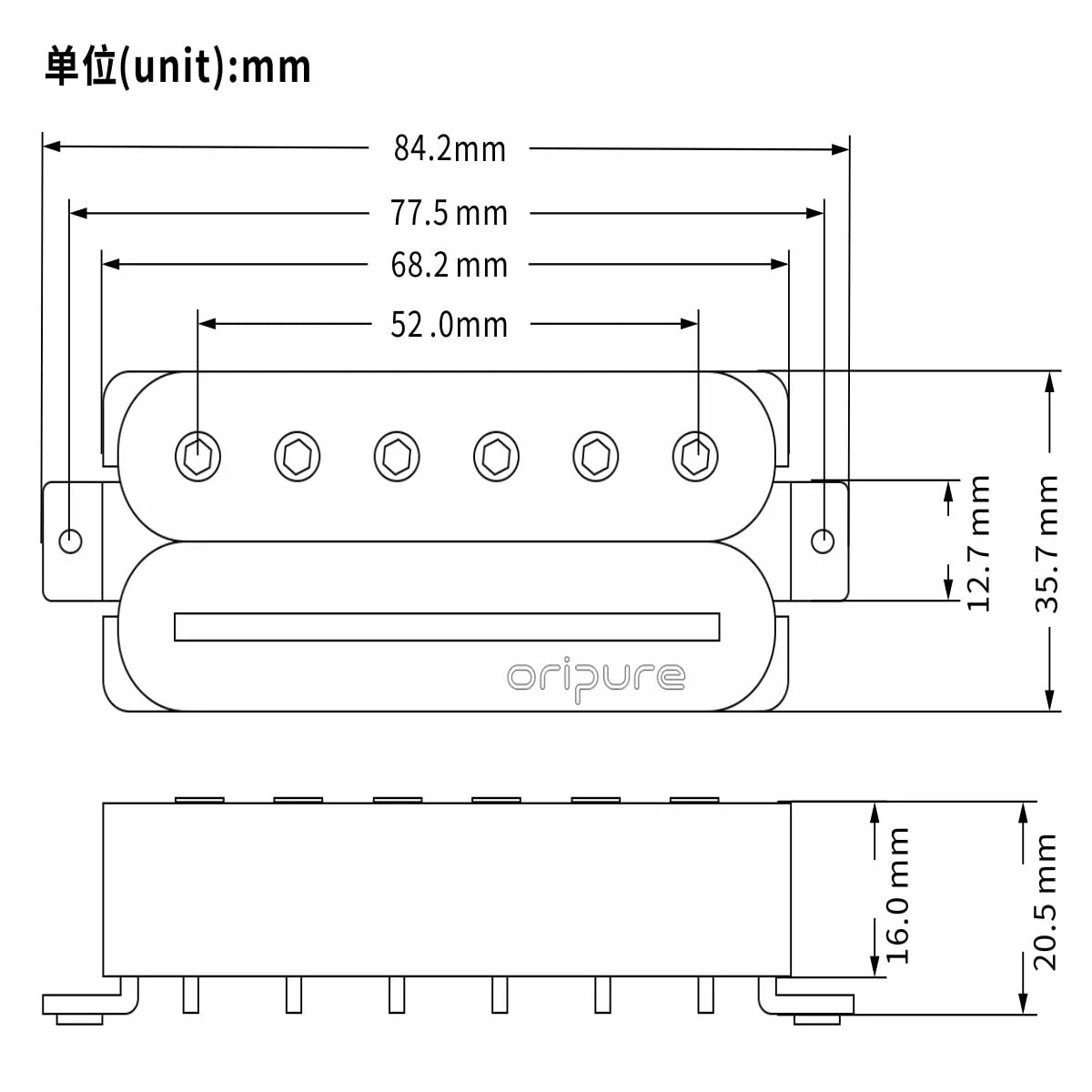 Oripure Alnico 5 Guitar Humbucker Pickups Bridge Pickup Hot Dual Rail & Screw Poles - Image 4