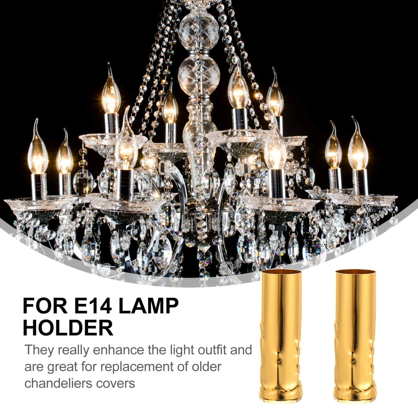 OSALADI Pack of 6 E14 Candle Holder Sleeves Iron Candle Lamp Holder Cover Metal Chandelier Light Cover Candelabra Base Golden - Image 5