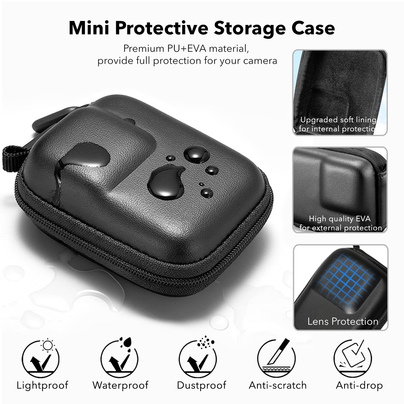 OSMO Action 5 Pro Accessories, PU Portable Mini Carrying Bag Case, Lens Screen Protectors (6 Pack) Comatible with DJI Osmo Action 5 Pro, Rubber Lens Cap Cover for DJI Action Camera Accessory for DJI Osmo Action 5 Pro - Image 2