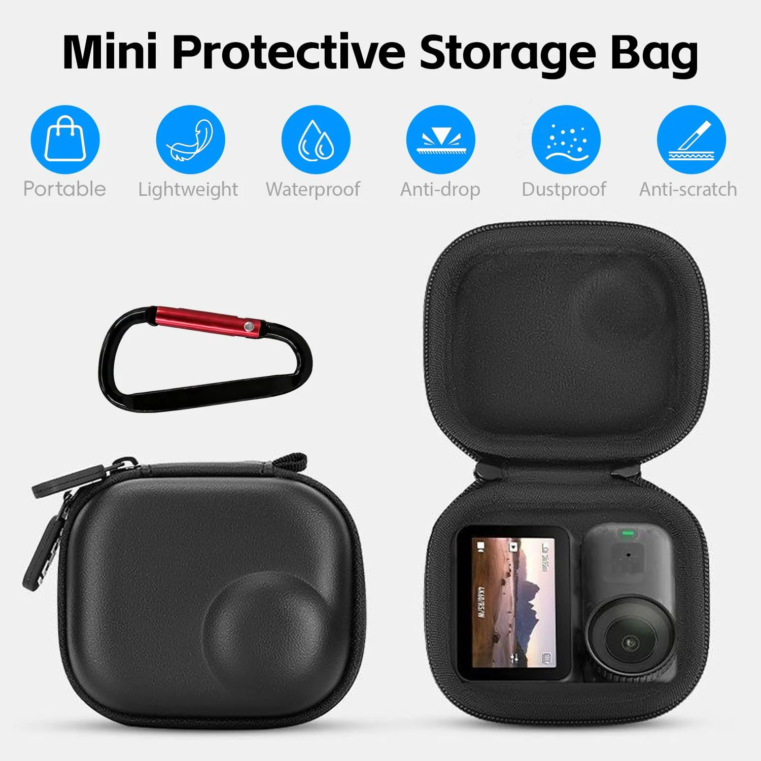 Osmo Nano Accessories Kit, Mini Carrying Case for DJI Osmo Nano PU Portable Storage Bag, 2pcs Silicone Lens Cap Cover, Lens Screen Protectors (4 Pack) Comatible with DJI Nano Camera - Image 2