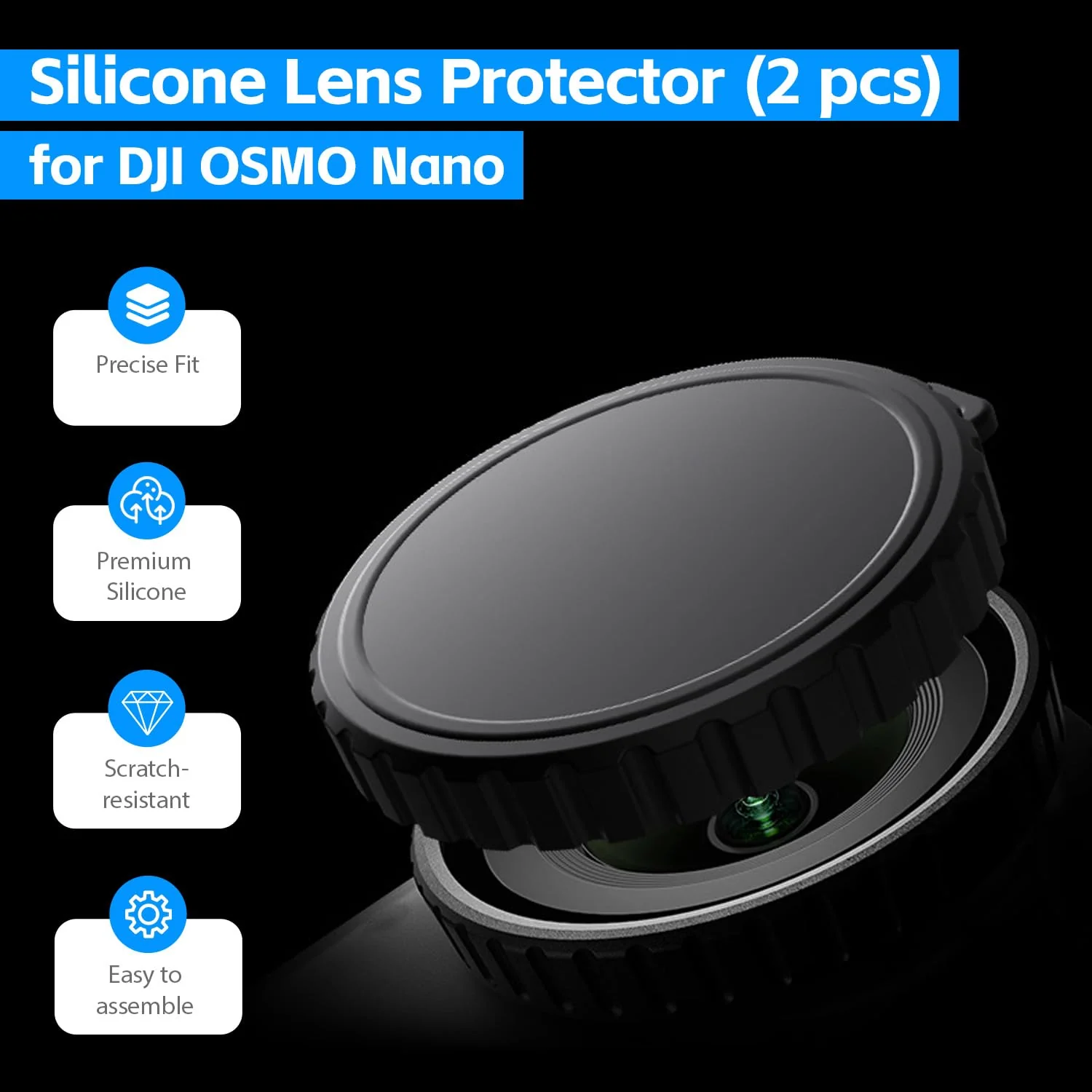 Osmo Nano Accessories Kit, Mini Carrying Case for DJI Osmo Nano PU Portable Storage Bag, 2pcs Silicone Lens Cap Cover, Lens Screen Protectors (4 Pack) Comatible with DJI Nano Camera - Image 4