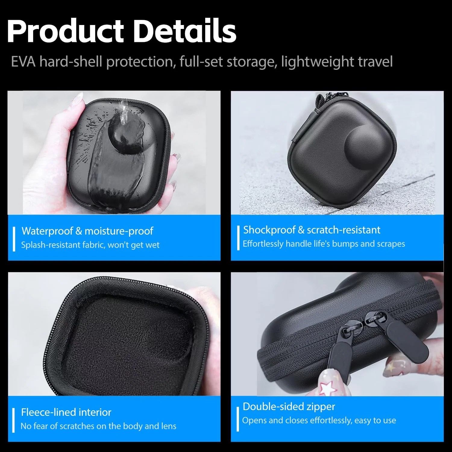 Osmo Nano Accessories Kit, Mini Carrying Case for DJI Osmo Nano PU Portable Storage Bag, 2pcs Silicone Lens Cap Cover, Lens Screen Protectors (4 Pack) Comatible with DJI Nano Camera - Image 5