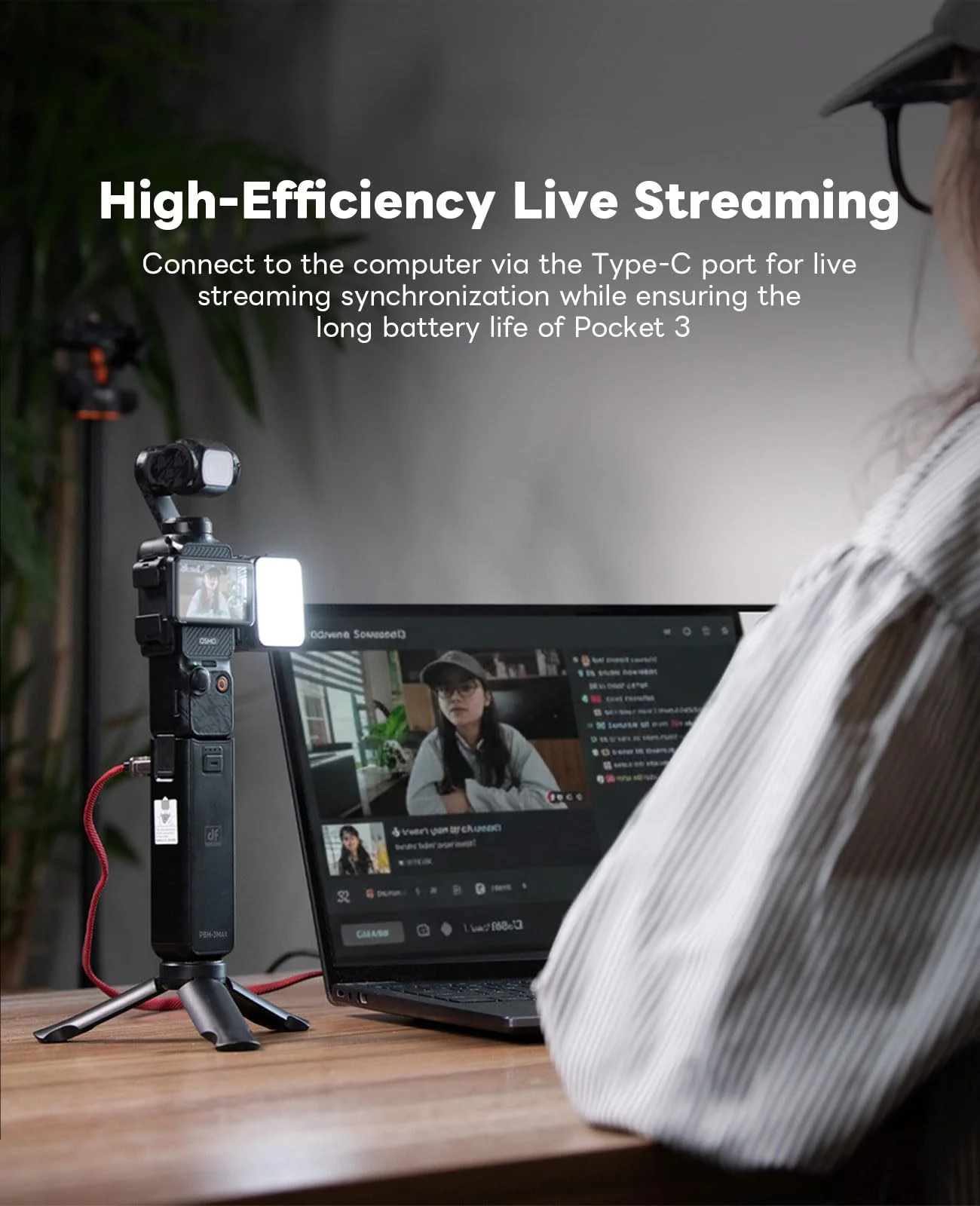 Osmo Pocket 3 Battery Handle with Mic Connection, 5000mAh Full-Decoding Battery Grip Compatible with DJI Osmo Pocket 3/ Xtra Muse, with Type-C Port Transfer Date Full Decoding - Image 5